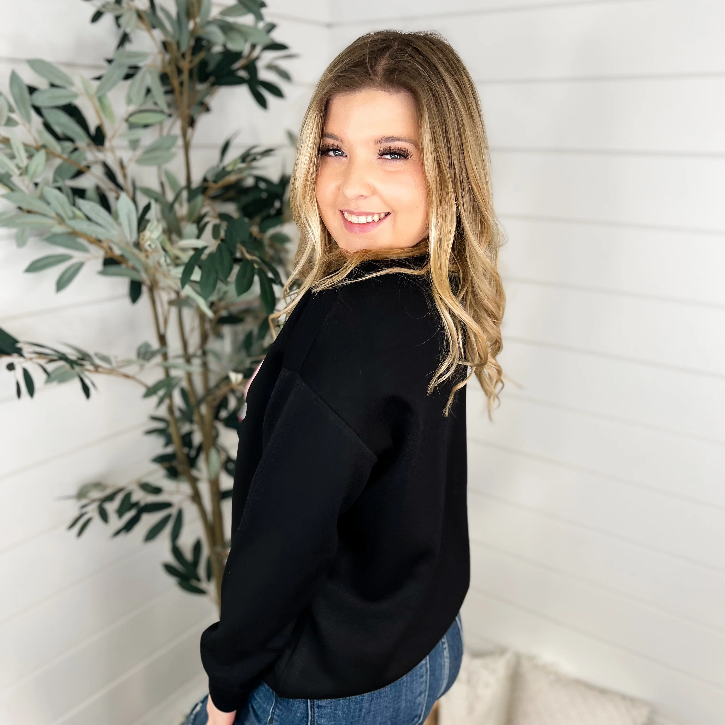 A Love Like That Rayon Blend Long Sleeve Black Avery Mae Top - Image 3