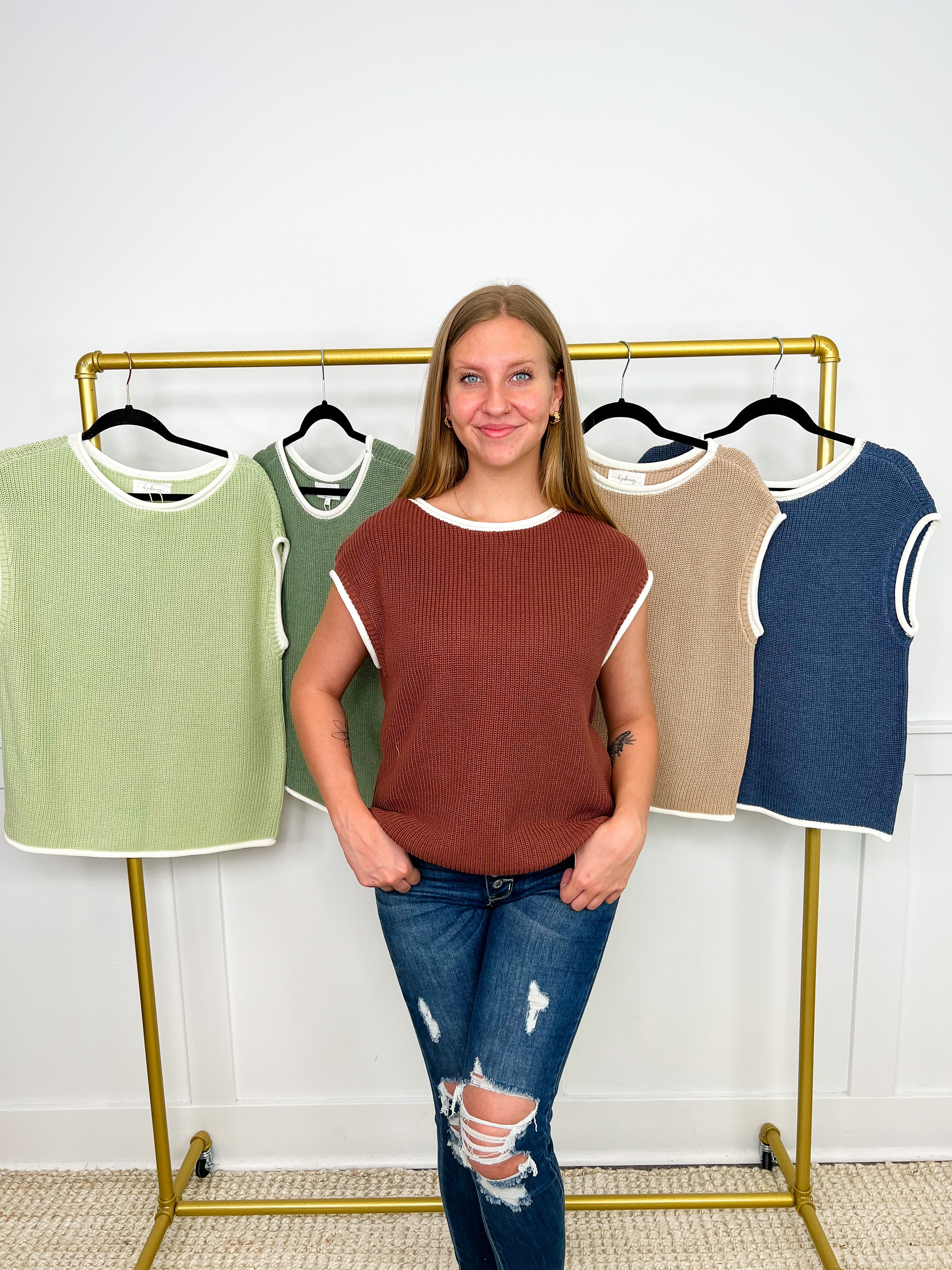 A Sigh of Relief Knit Short Sleeve Avery Mae Sweater Top - 5 colors!