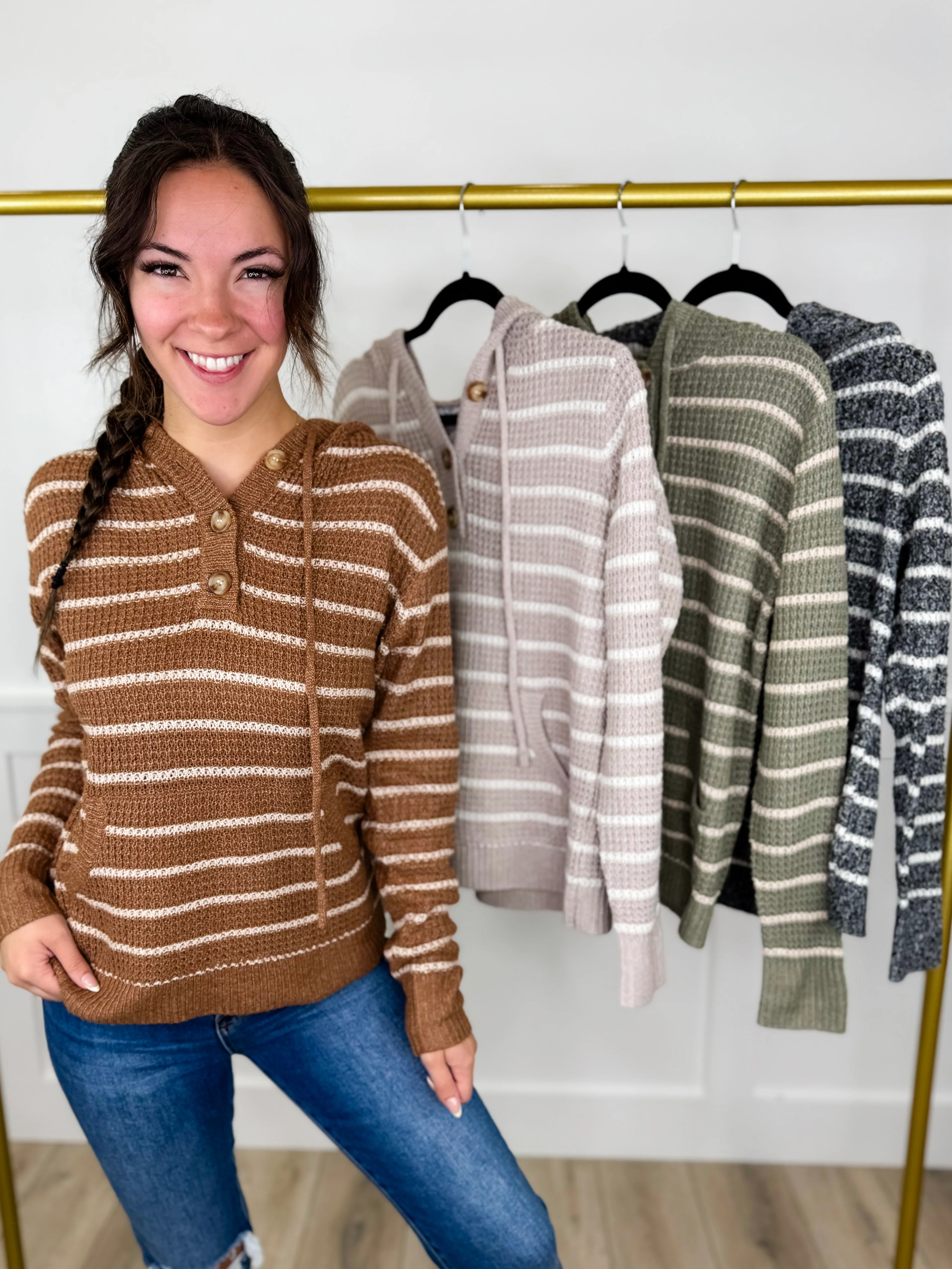 A Warm Embrace Knit Long Sleeve Avery Mae Hooded Sweatshirt Top - 4 colors!