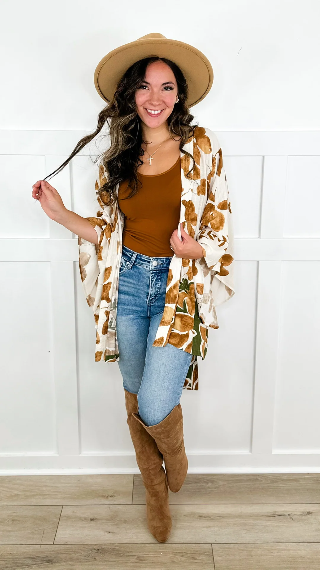 Above & Beyond Rayon 3/4 Sleeve Cream Avery Mae Kimono - Image 4