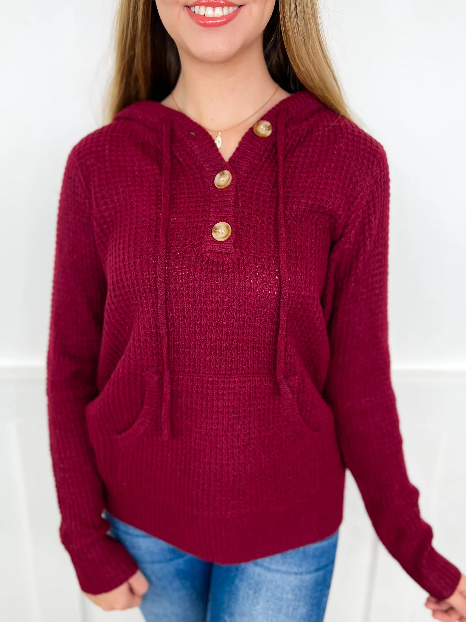 Above the Rest Knit Long Sleeve Avery Mae Hooded Sweater Top - 5 colors! - Image 3