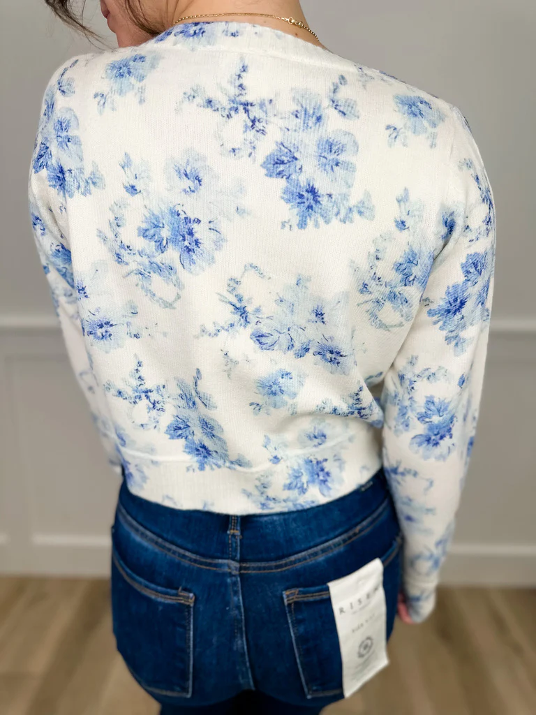 Adoring You Knit Long Sleeve Ivory Avery Mae Cropped Button Up Sweater Top - Image 2