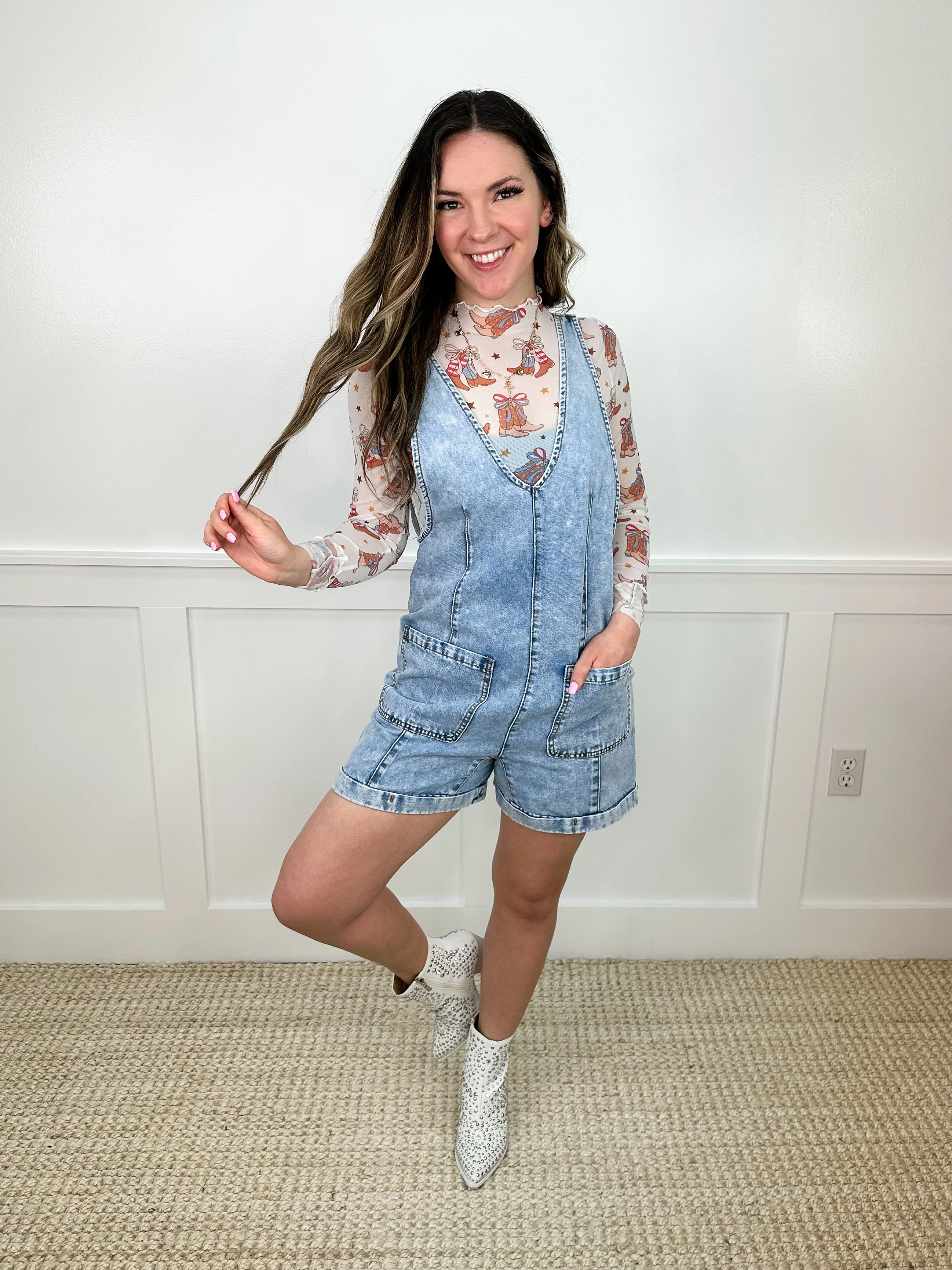 All American Girl Sheer Mesh Long Sleeve Avery Mae Top - 5 options! - Image 7