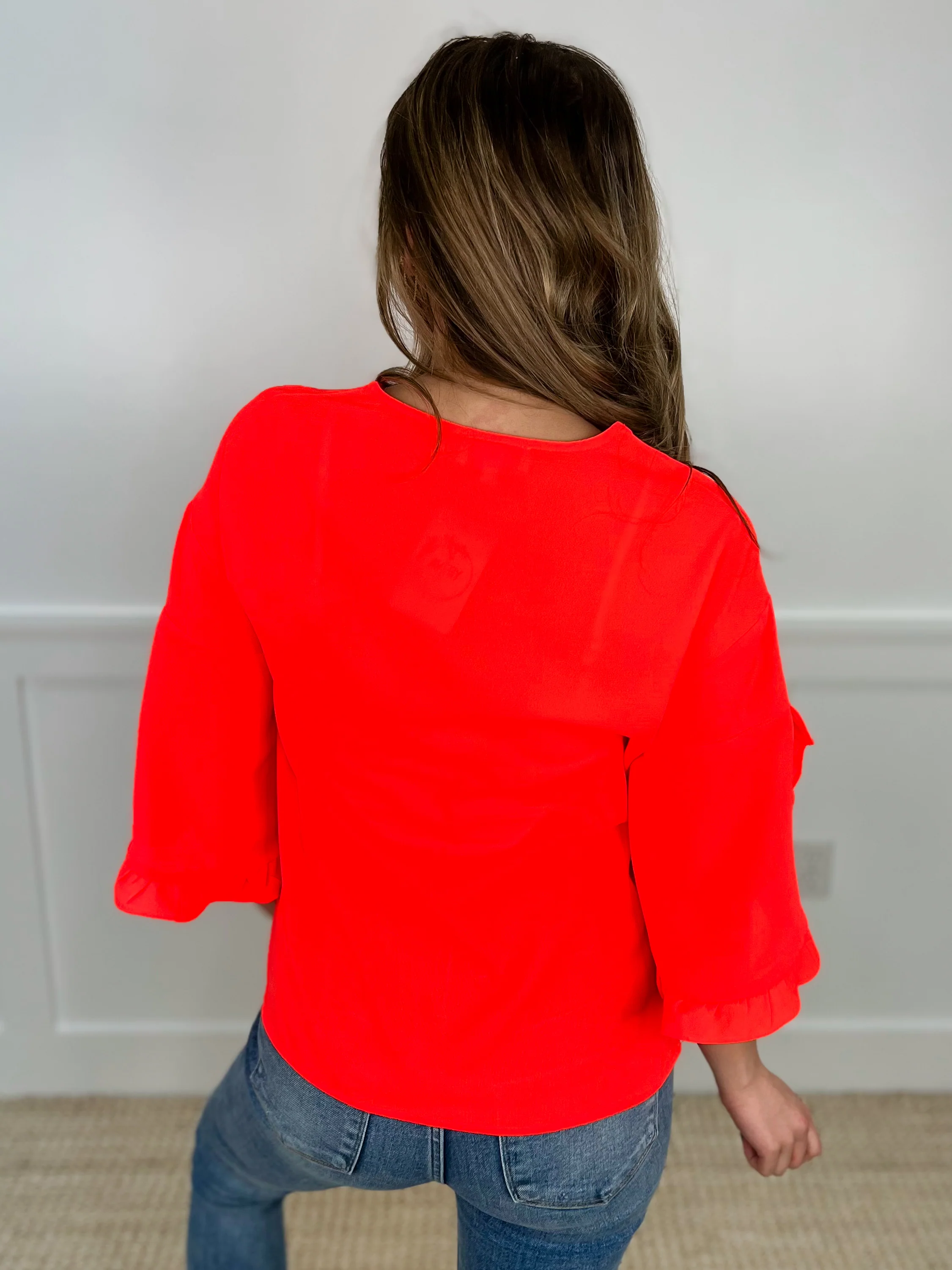 All Ruffled Up Lightweight 3/4 Sleeve Avery Mae Top - 2 colors! - Image 3