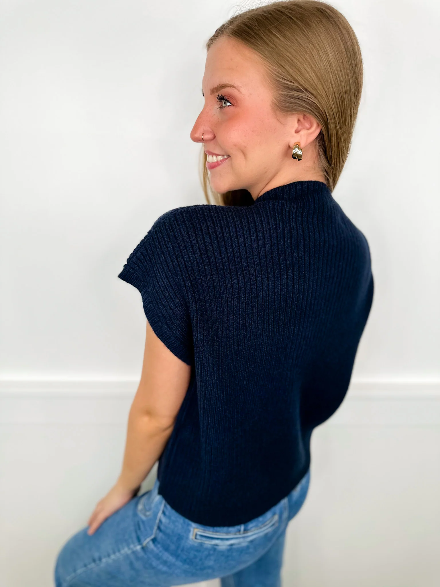 All the Needed Style Rayon Blend Short Sleeve Avery Mae Mom Cropped Sweater Top - 6 colors! - Image 5