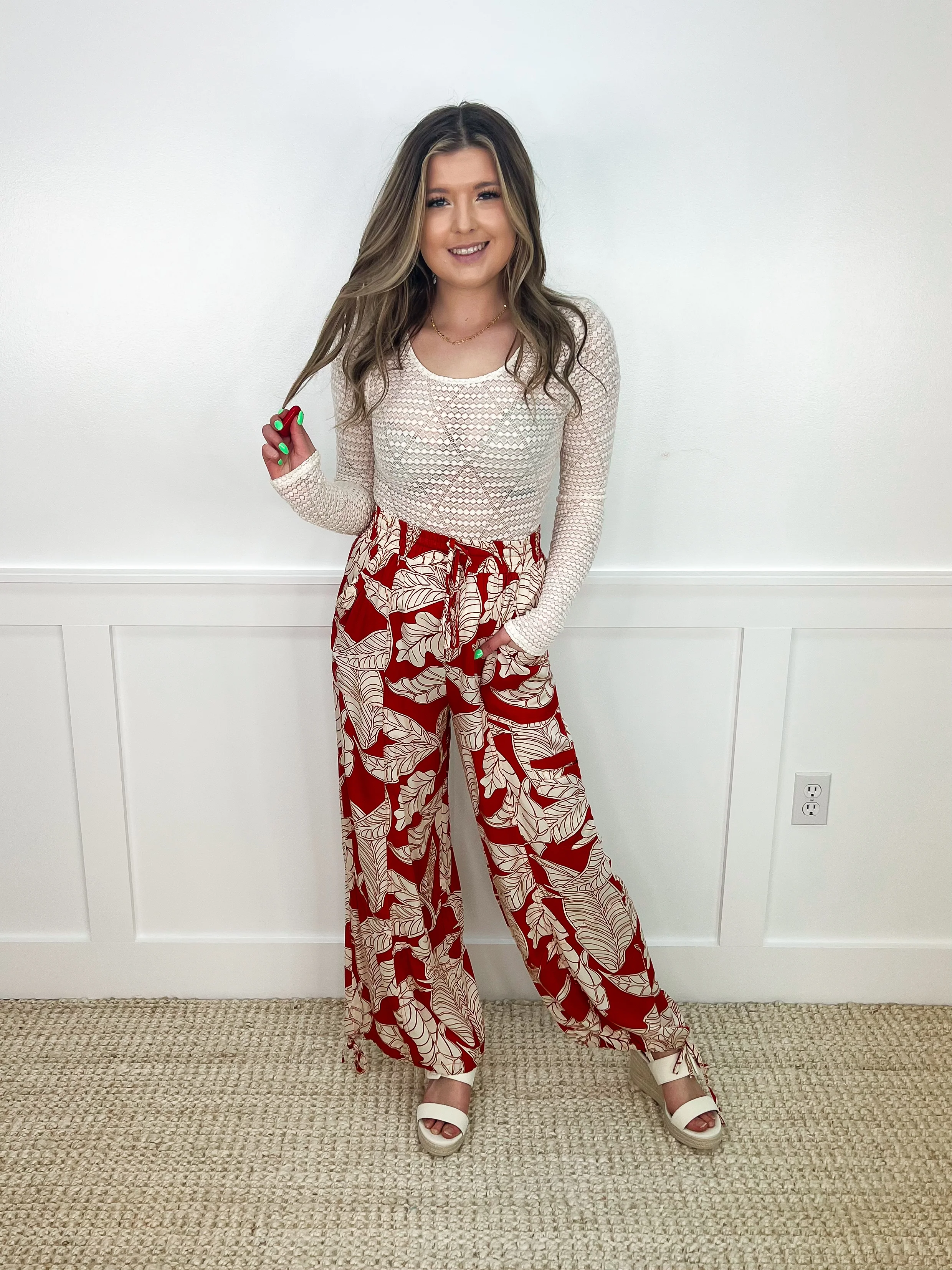 Aloha Baby High-Rise Rayon Rust Avery Mae Bottoms