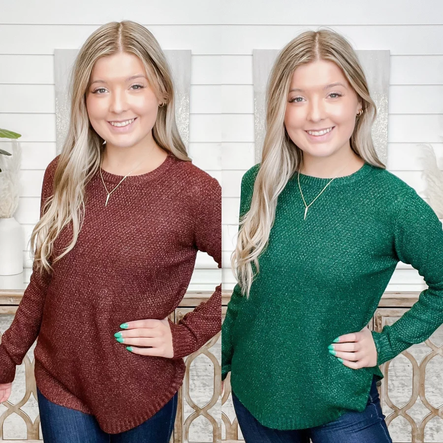 Always Be Different Knit Long Sleeve Avery Mae Sweater Top - 12 colors! - Image 12