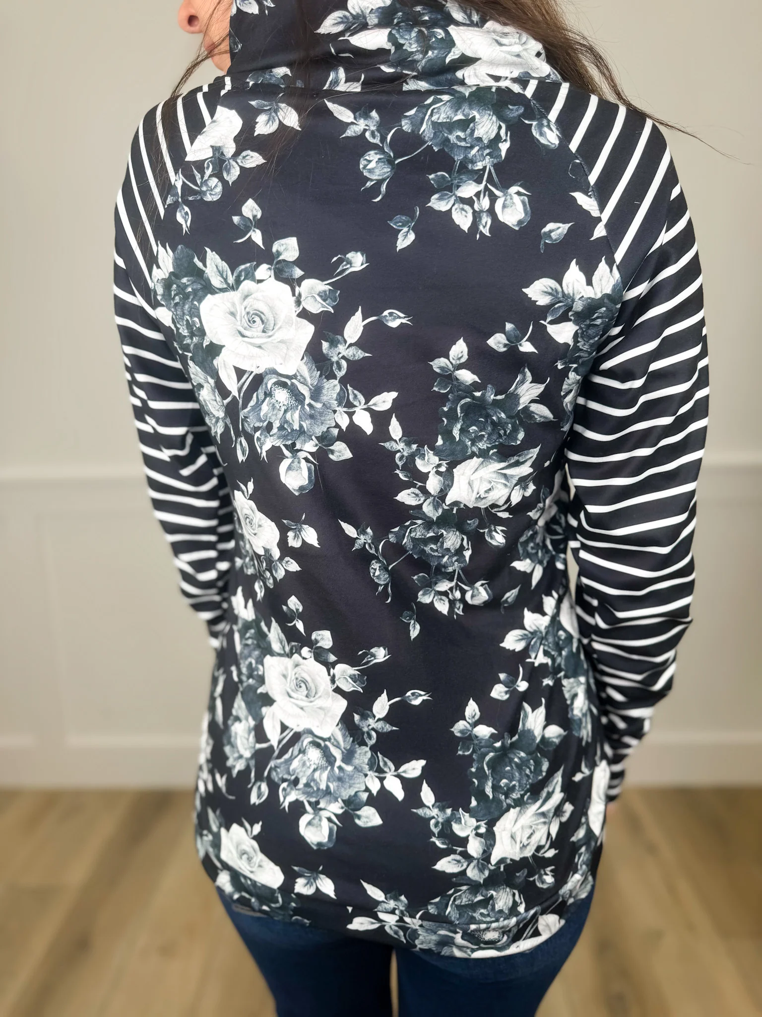 Always Ready Cotton Blend Long Sleeve Black Avery Mae Cowl Neck Sweatshirt - Image 2