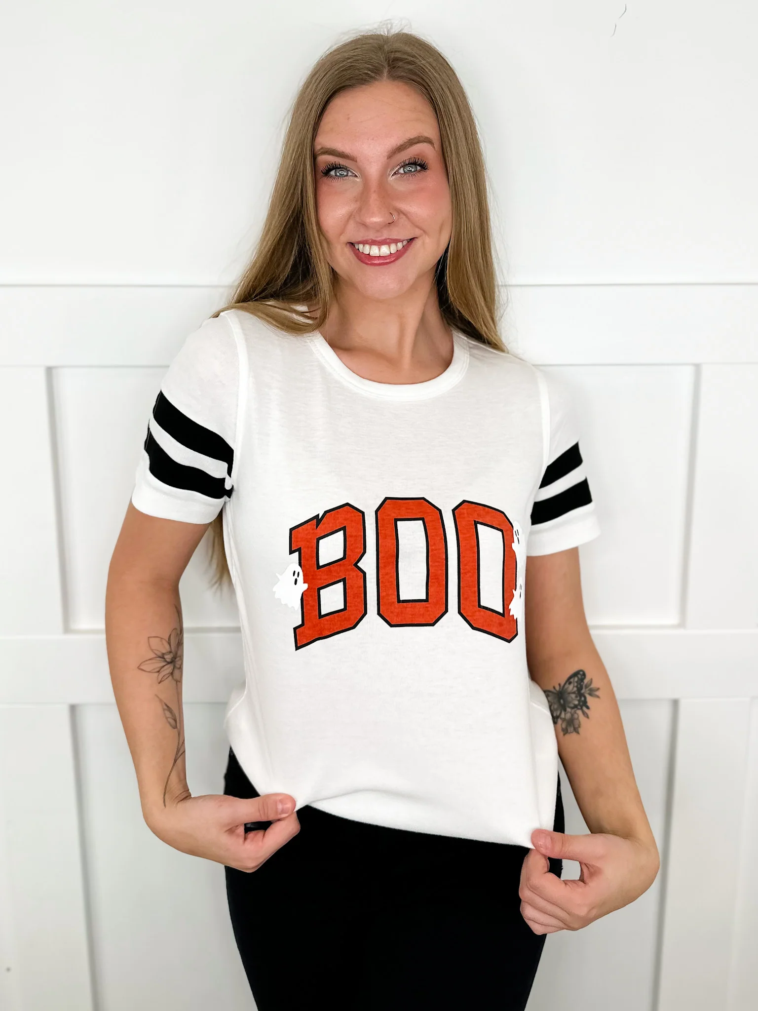 Ampersand Avenue Let's Get Spooky Cotton Short Sleeve White Top - Image 2