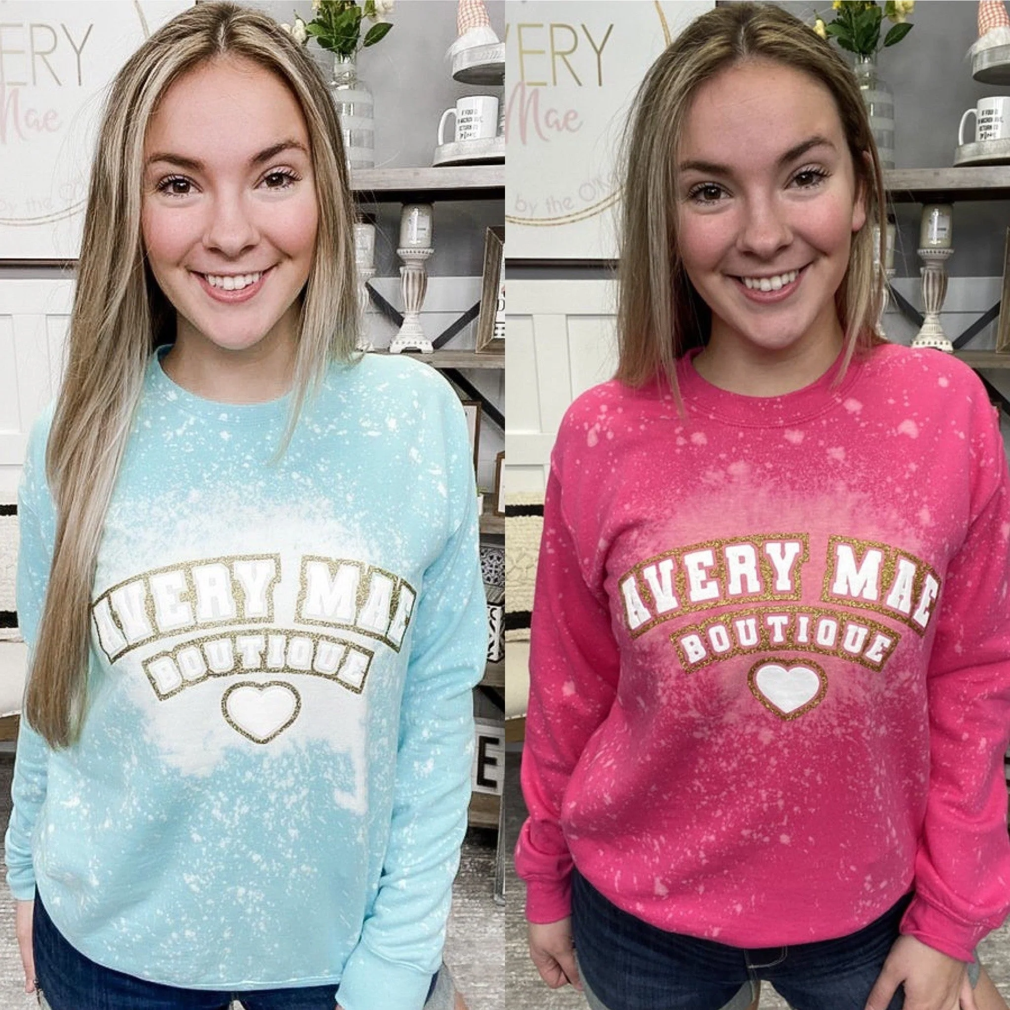 Avery Mae Boutique Anniversary Bleached Crewneck Sweatshirt - 2 colors!