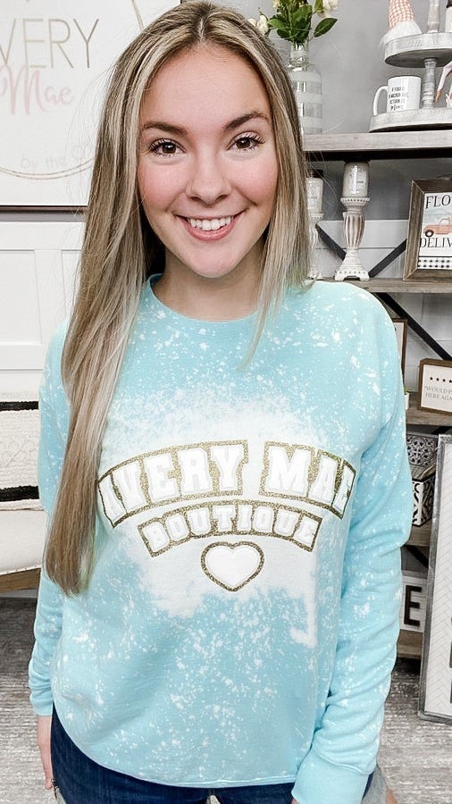 Avery Mae Boutique Anniversary Bleached Crewneck Sweatshirt - 2 colors! - Image 2