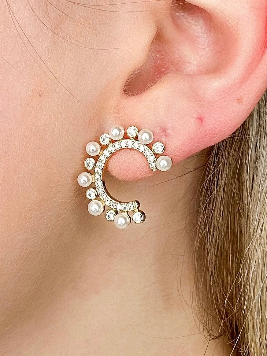 B.B. Lila Classy Pearl Stud Earrings - Multiple Colors - Image 4