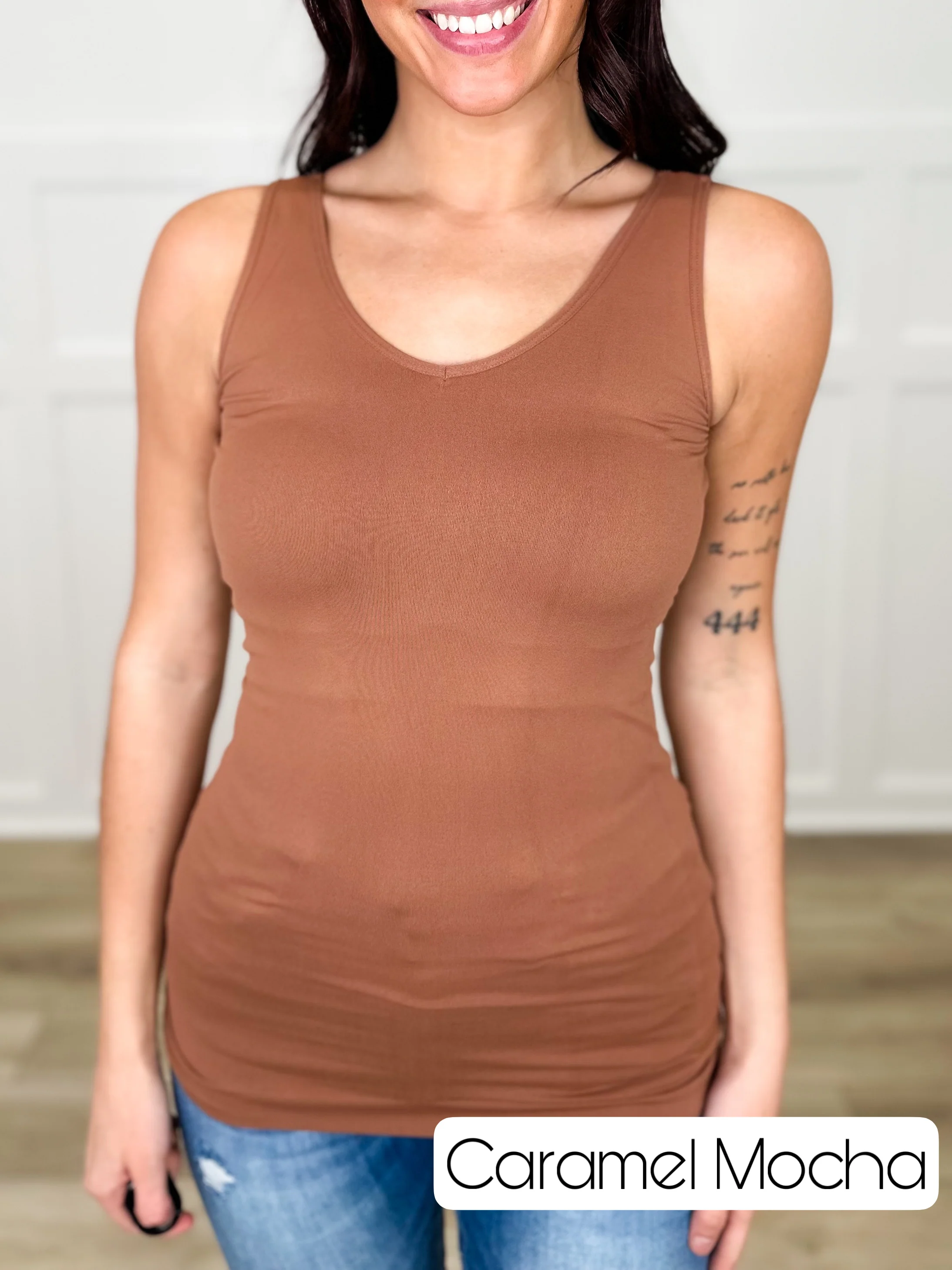 Basic Reversible V & Scoop Neck Tank Top - Multiple Colors - Image 14