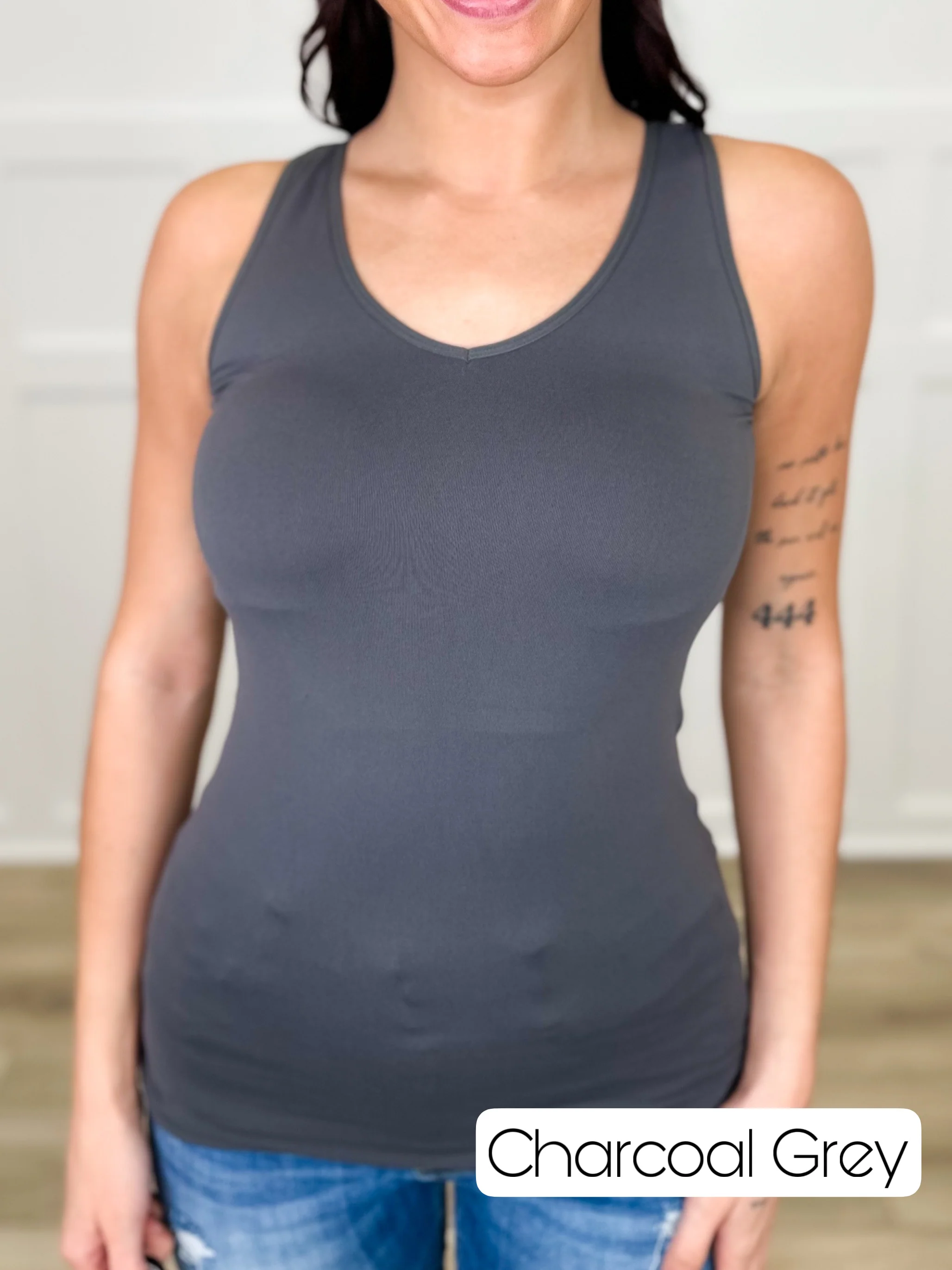 Basic Reversible V & Scoop Neck Tank Top - Multiple Colors - Image 16