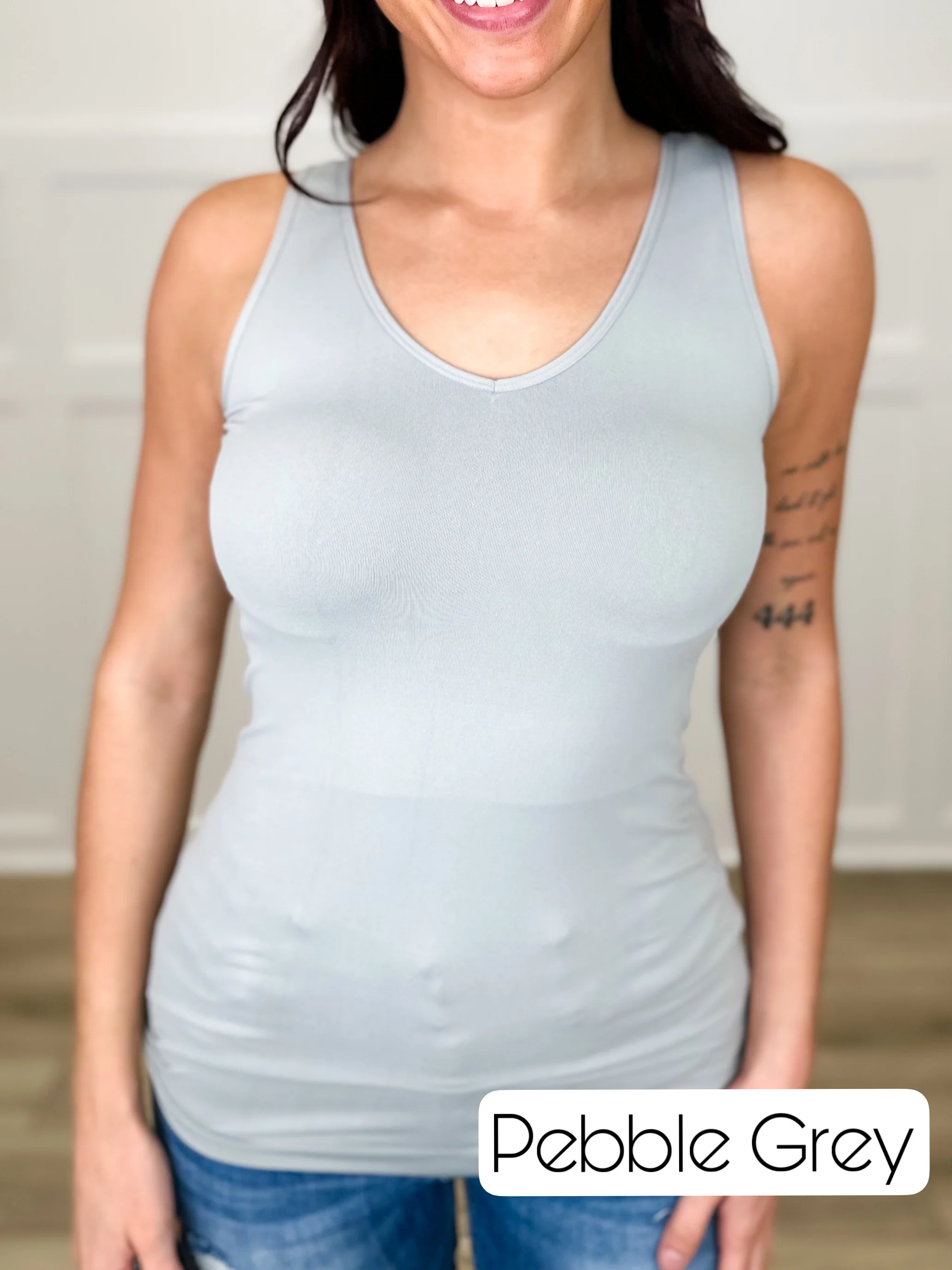 Basic Reversible V & Scoop Neck Tank Top - Multiple Colors - Image 17