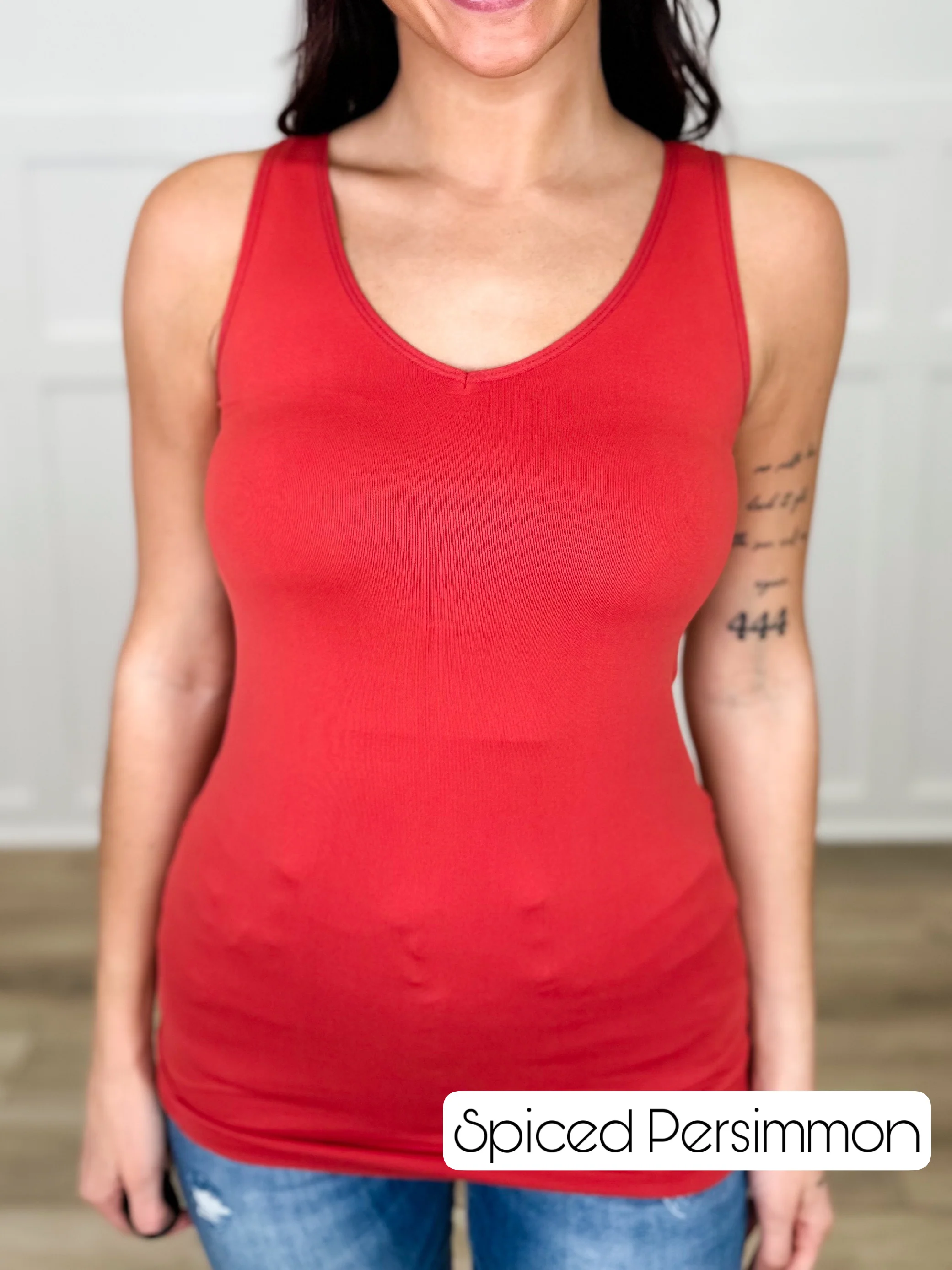 Basic Reversible V & Scoop Neck Tank Top - Multiple Colors - Image 21
