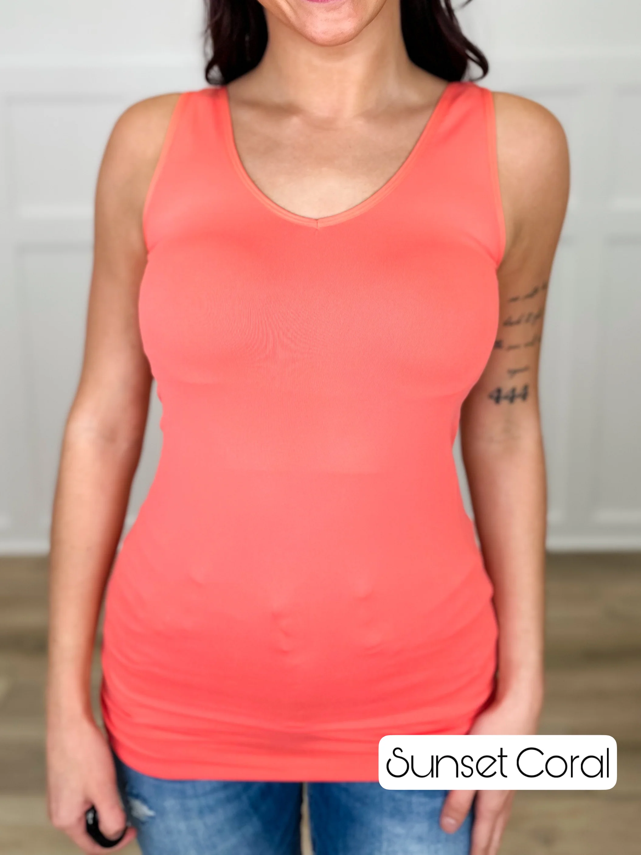 Basic Reversible V & Scoop Neck Tank Top - Multiple Colors - Image 22