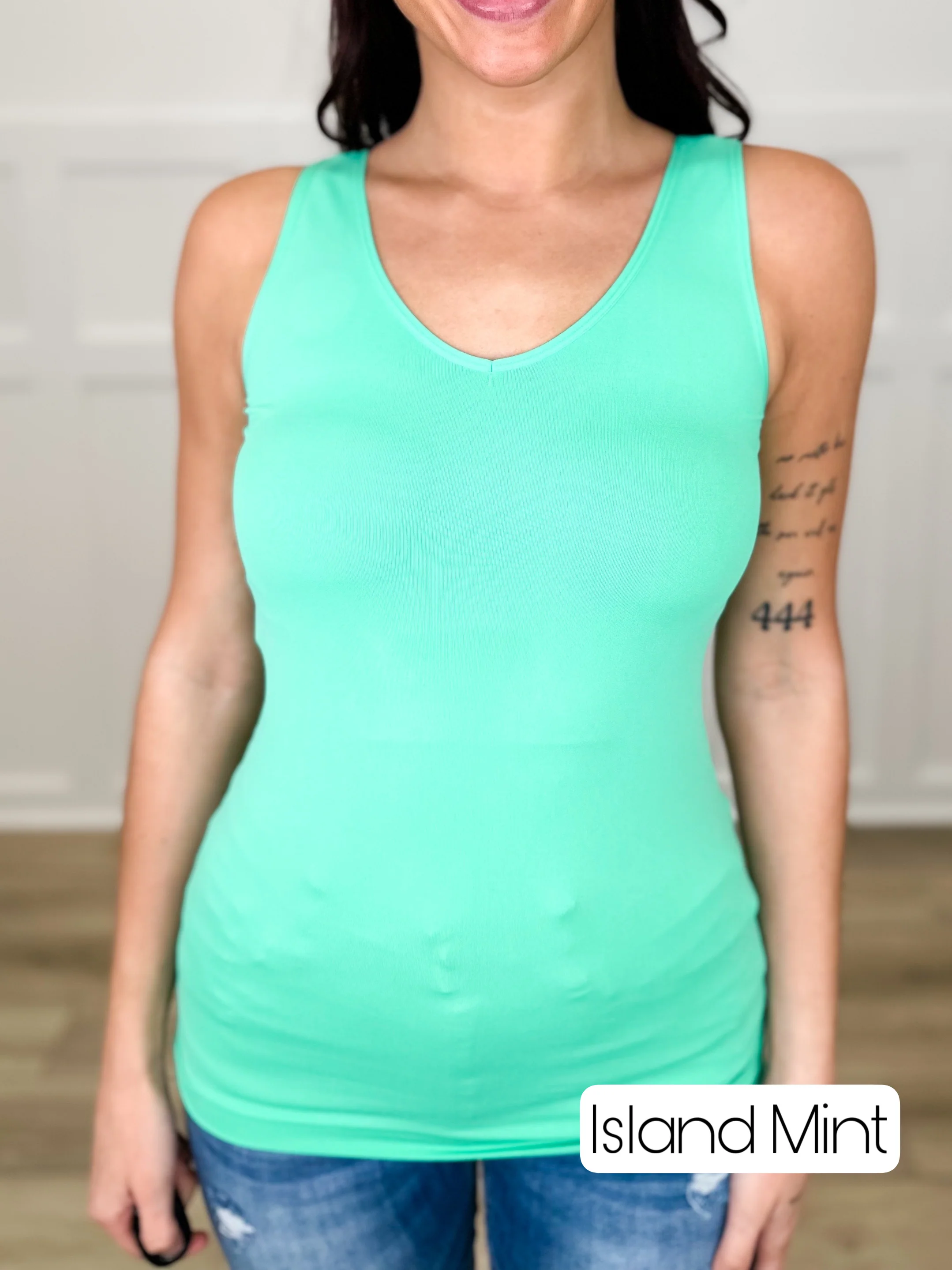 Basic Reversible V & Scoop Neck Tank Top - Multiple Colors - Image 25