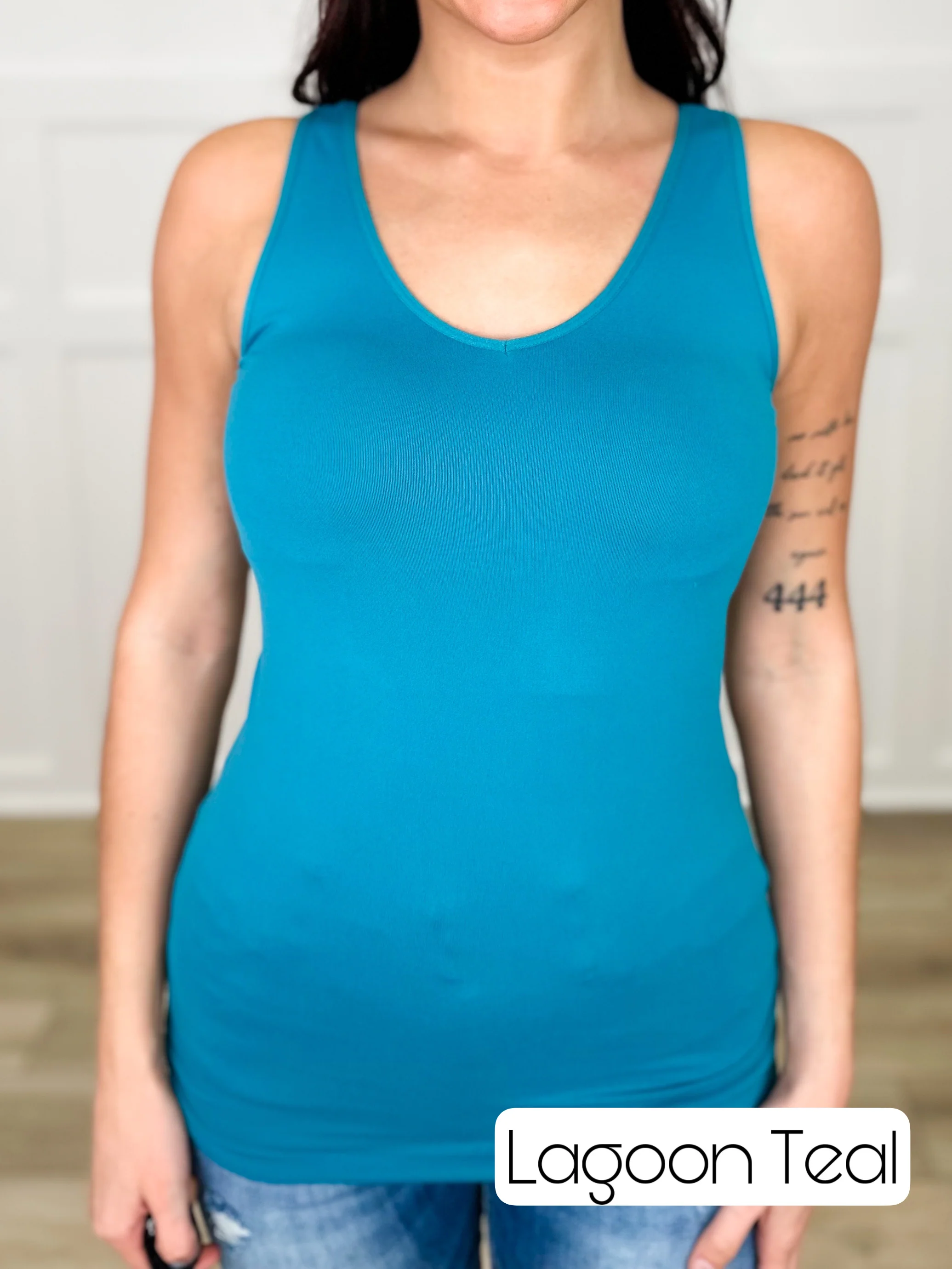 Basic Reversible V & Scoop Neck Tank Top - Multiple Colors - Image 30