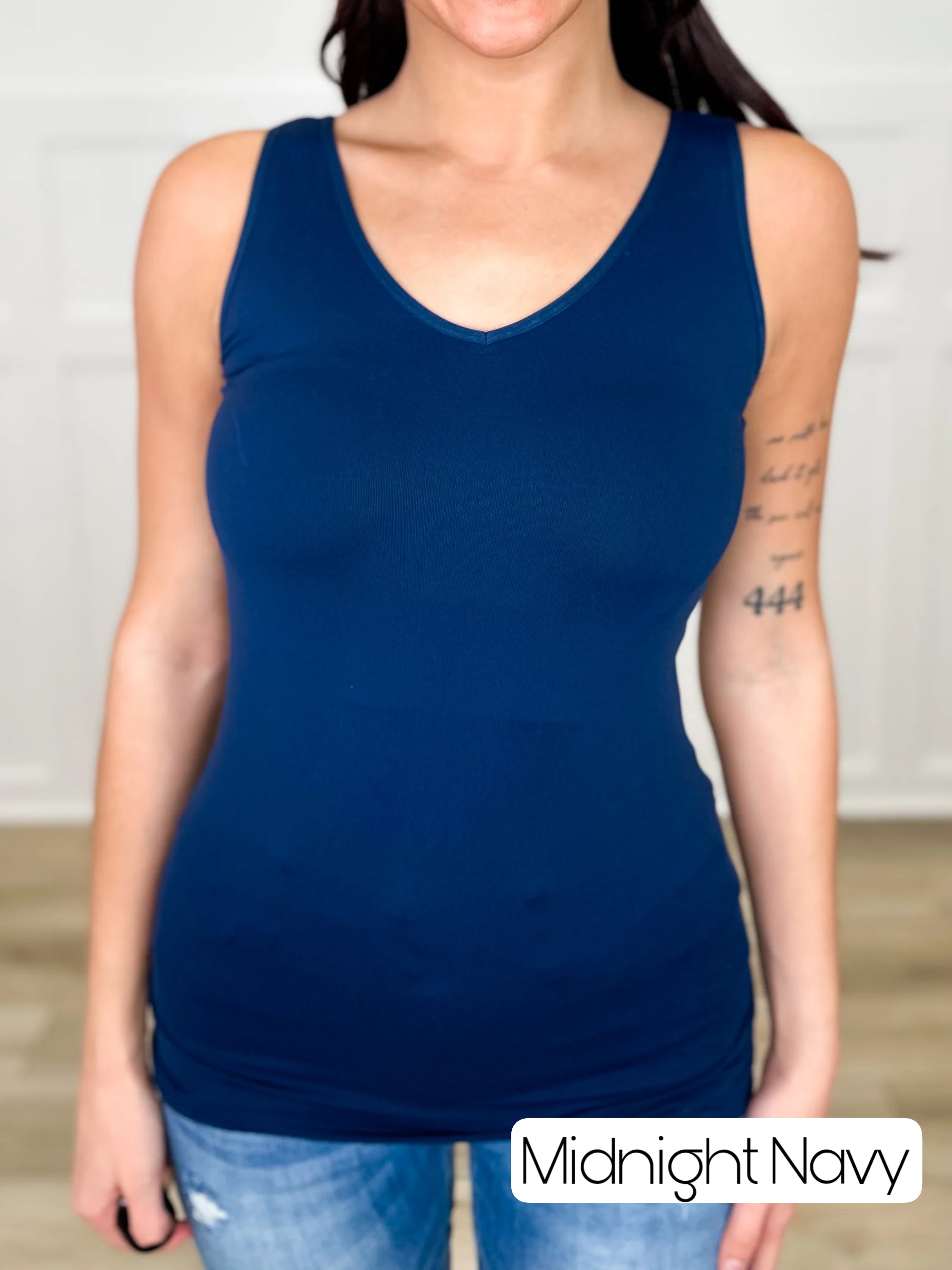 Basic Reversible V & Scoop Neck Tank Top - Multiple Colors - Image 33