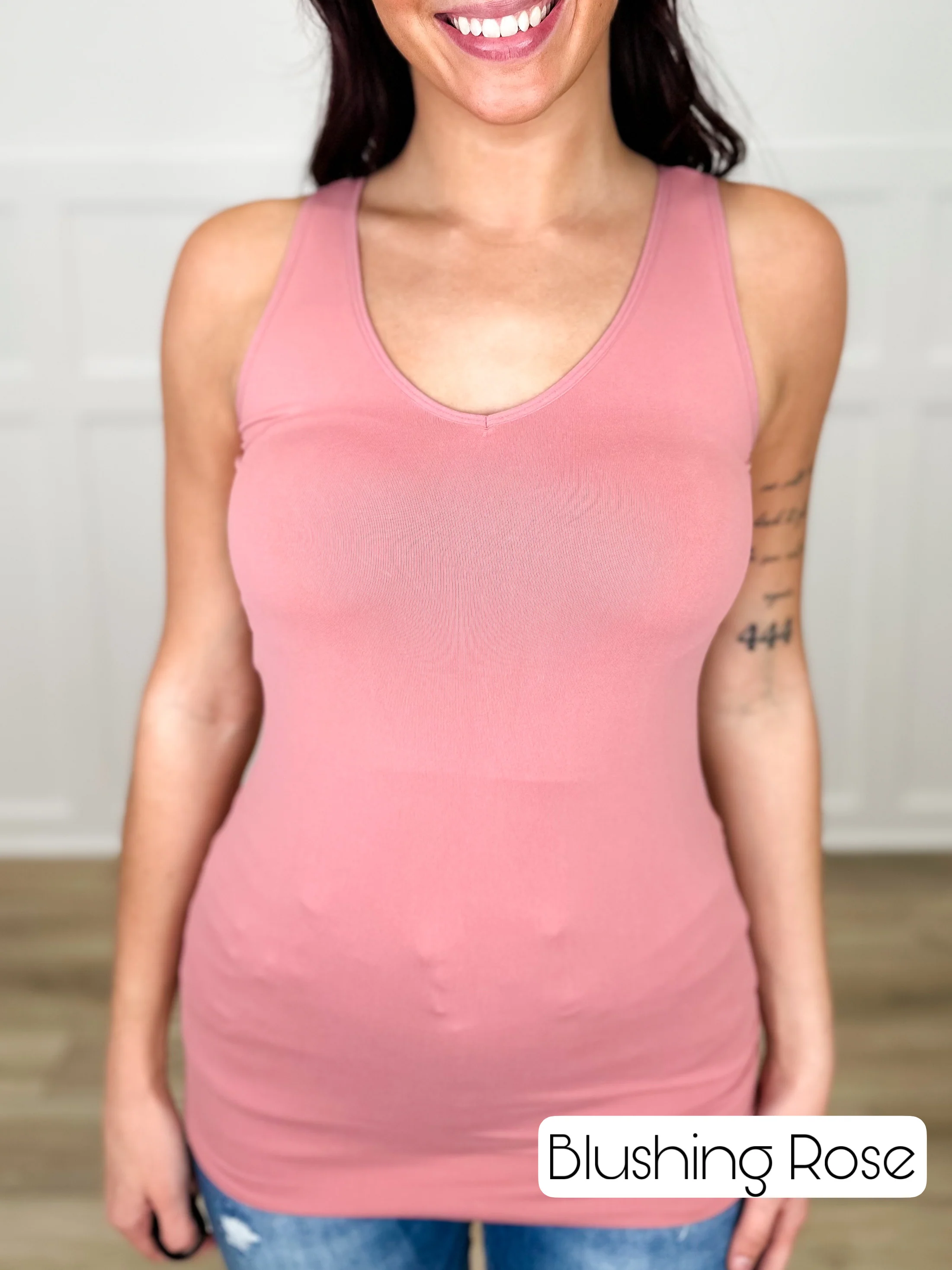 Basic Reversible V & Scoop Neck Tank Top - Multiple Colors - Image 40