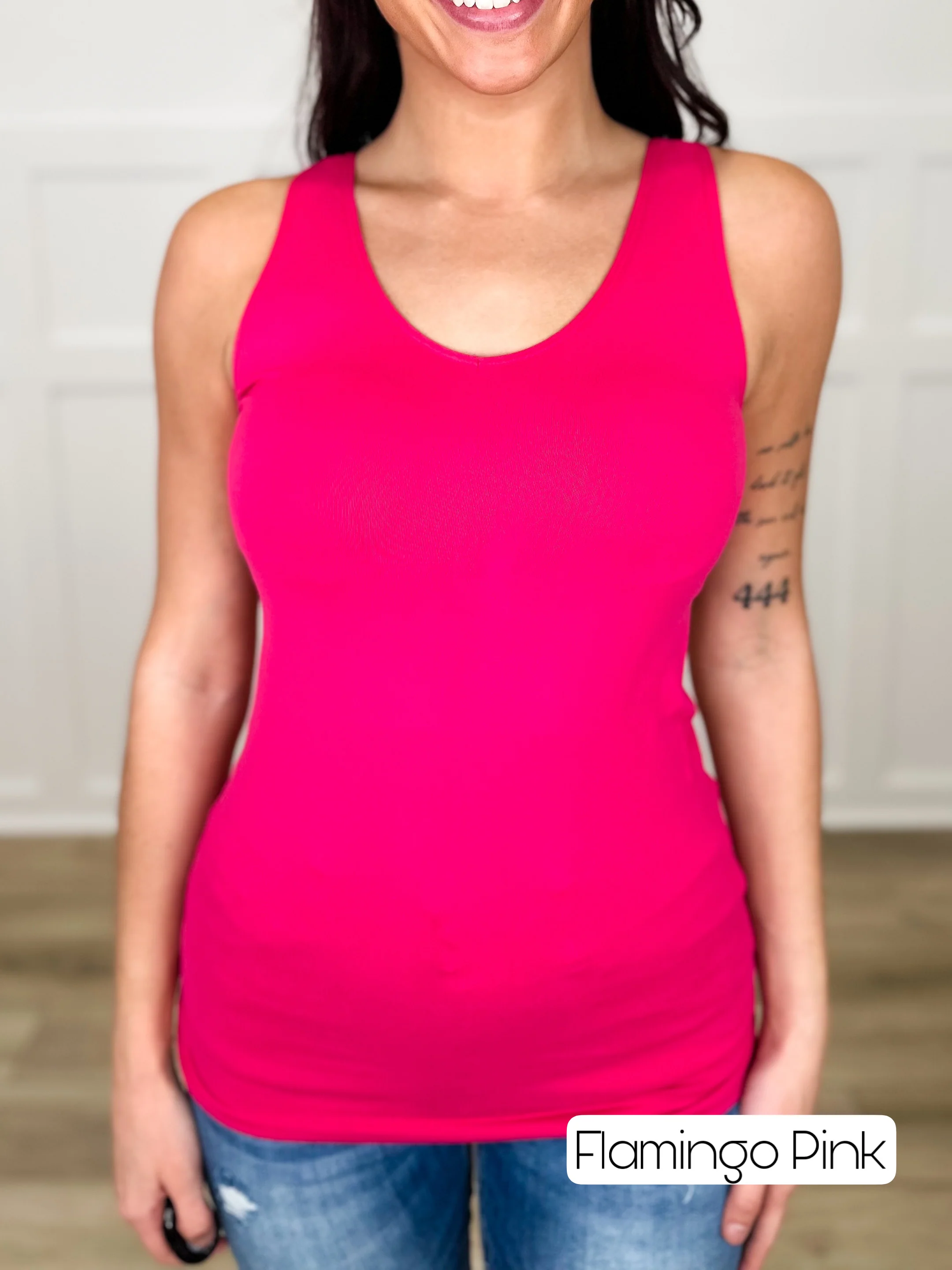 Basic Reversible V & Scoop Neck Tank Top - Multiple Colors - Image 41