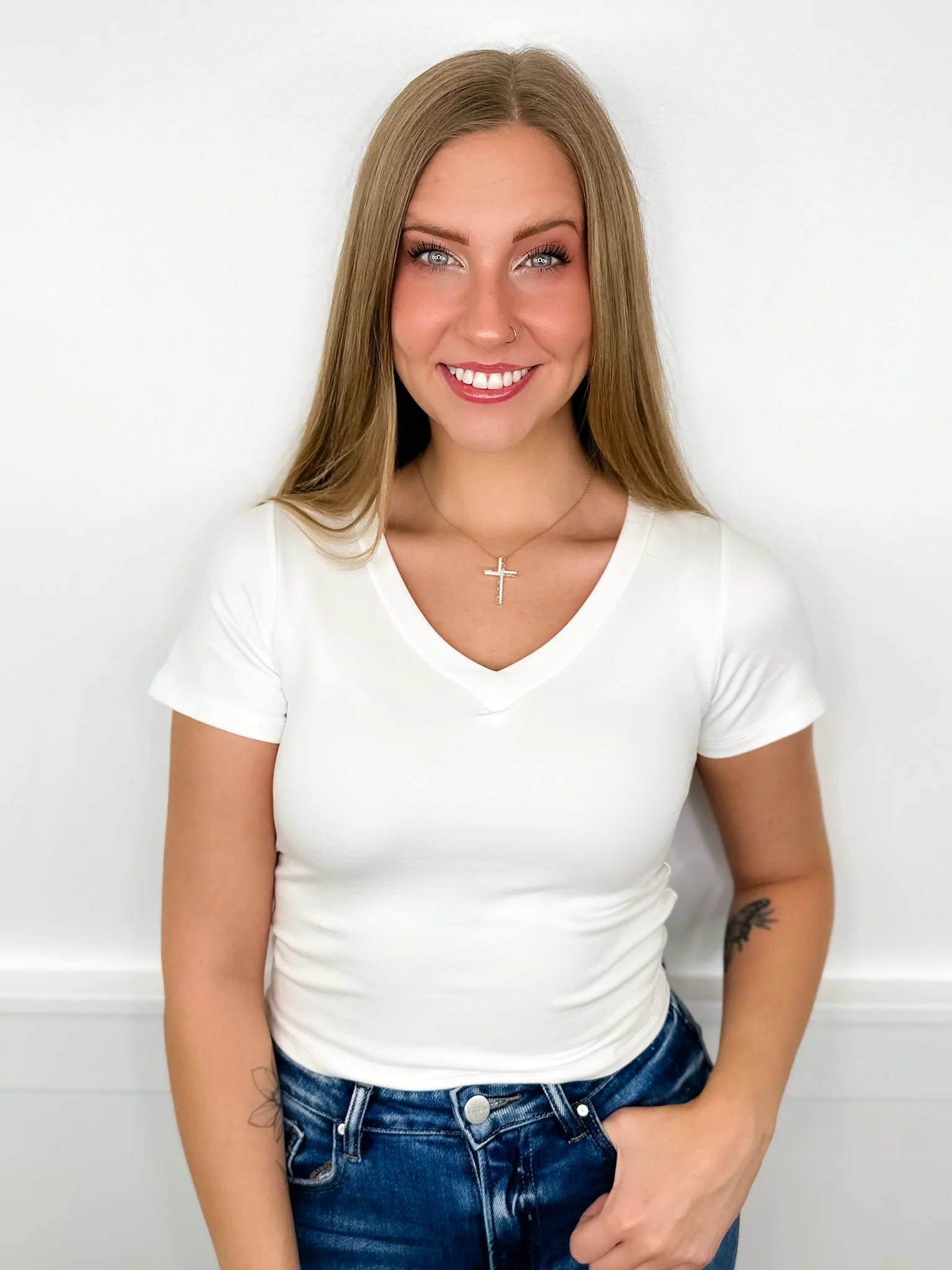 Basic Start the Day Cotton Blend Short Sleeve Avery Mae Mom Cropped Top - 4 colors!