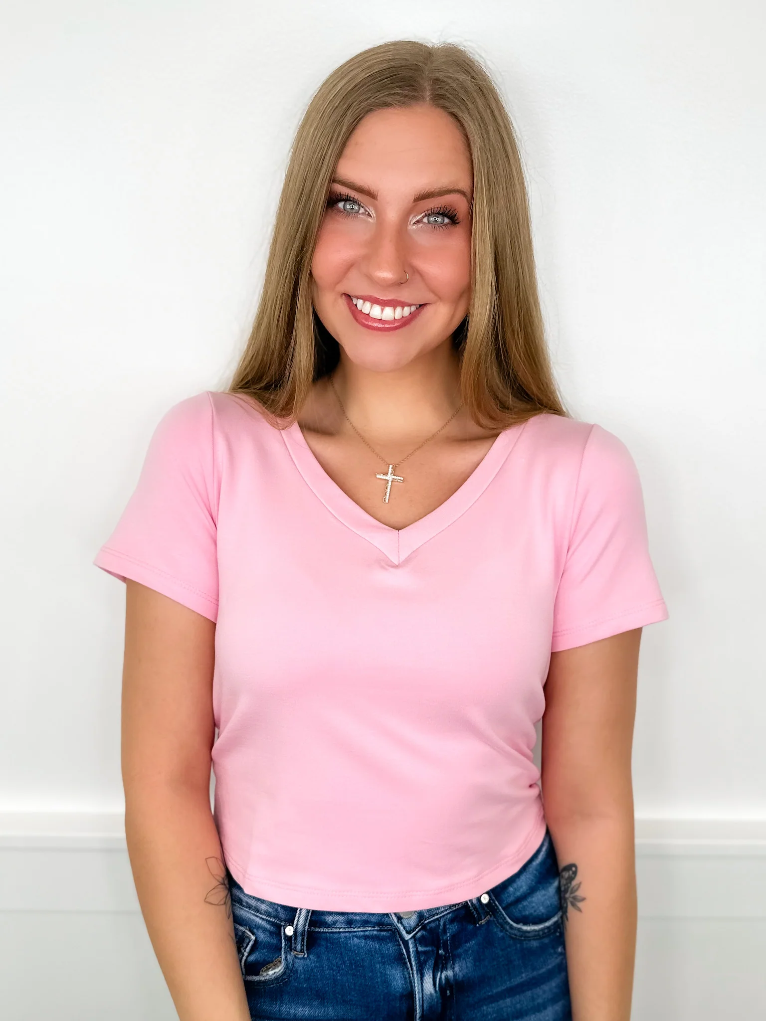 Basic Start the Day Cotton Blend Short Sleeve Avery Mae Mom Cropped Top - 4 colors! - Image 5