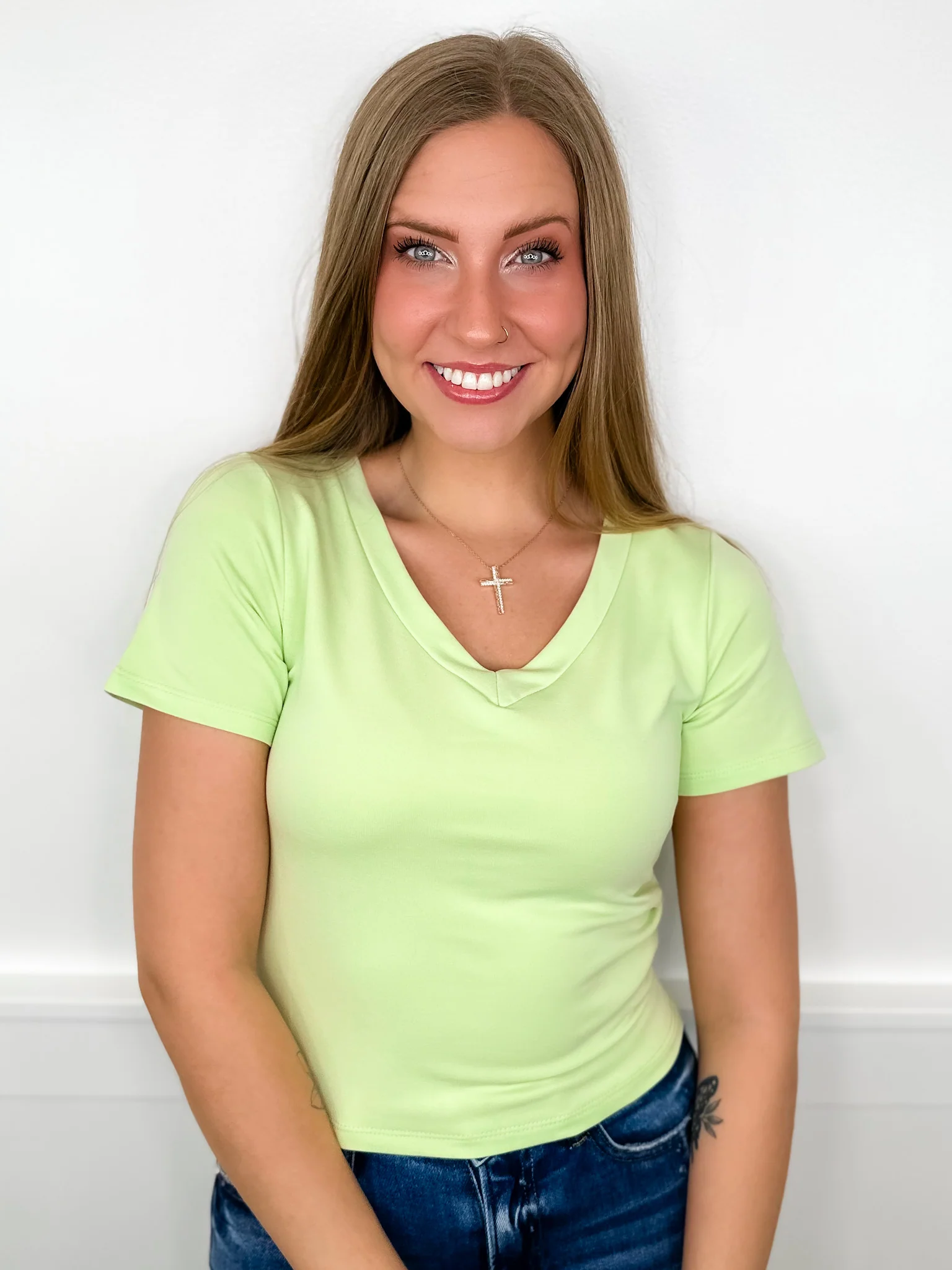 Basic Start the Day Cotton Blend Short Sleeve Avery Mae Mom Cropped Top - 4 colors! - Image 6