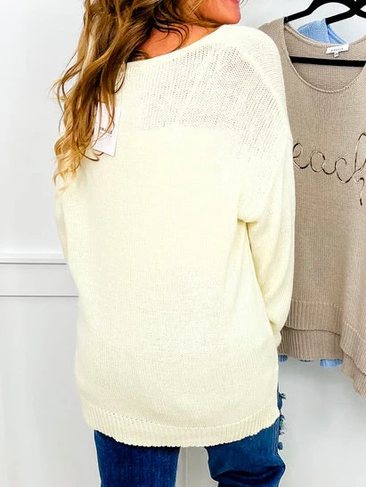 Beachin' Babe Cotton Blend Long Sleeve Avery Mae Sweater Top - 3 colors! - Image 3