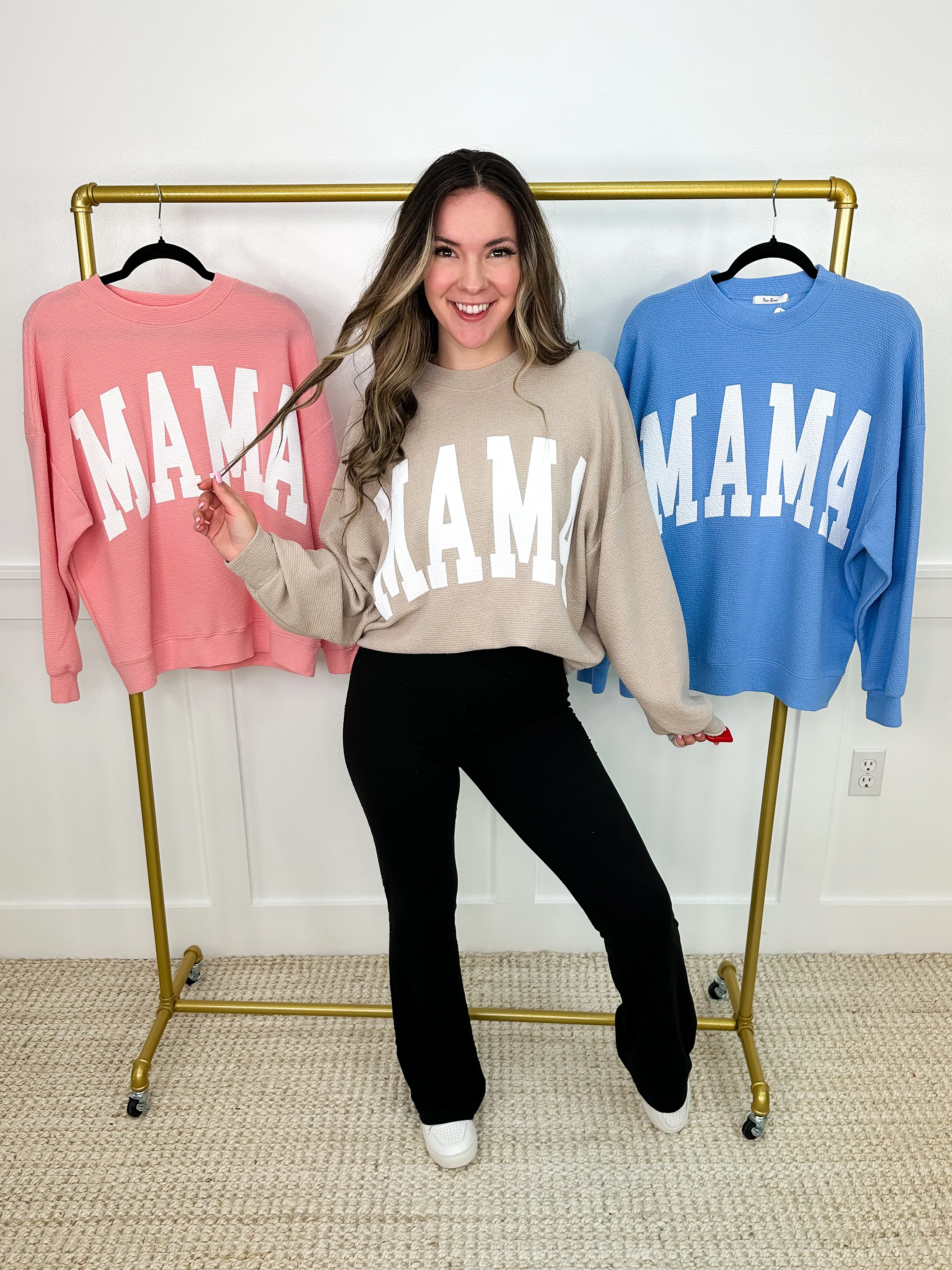 Beautiful Mama Knit Long Sleeve Avery Mae Graphic Top - 3 colors!