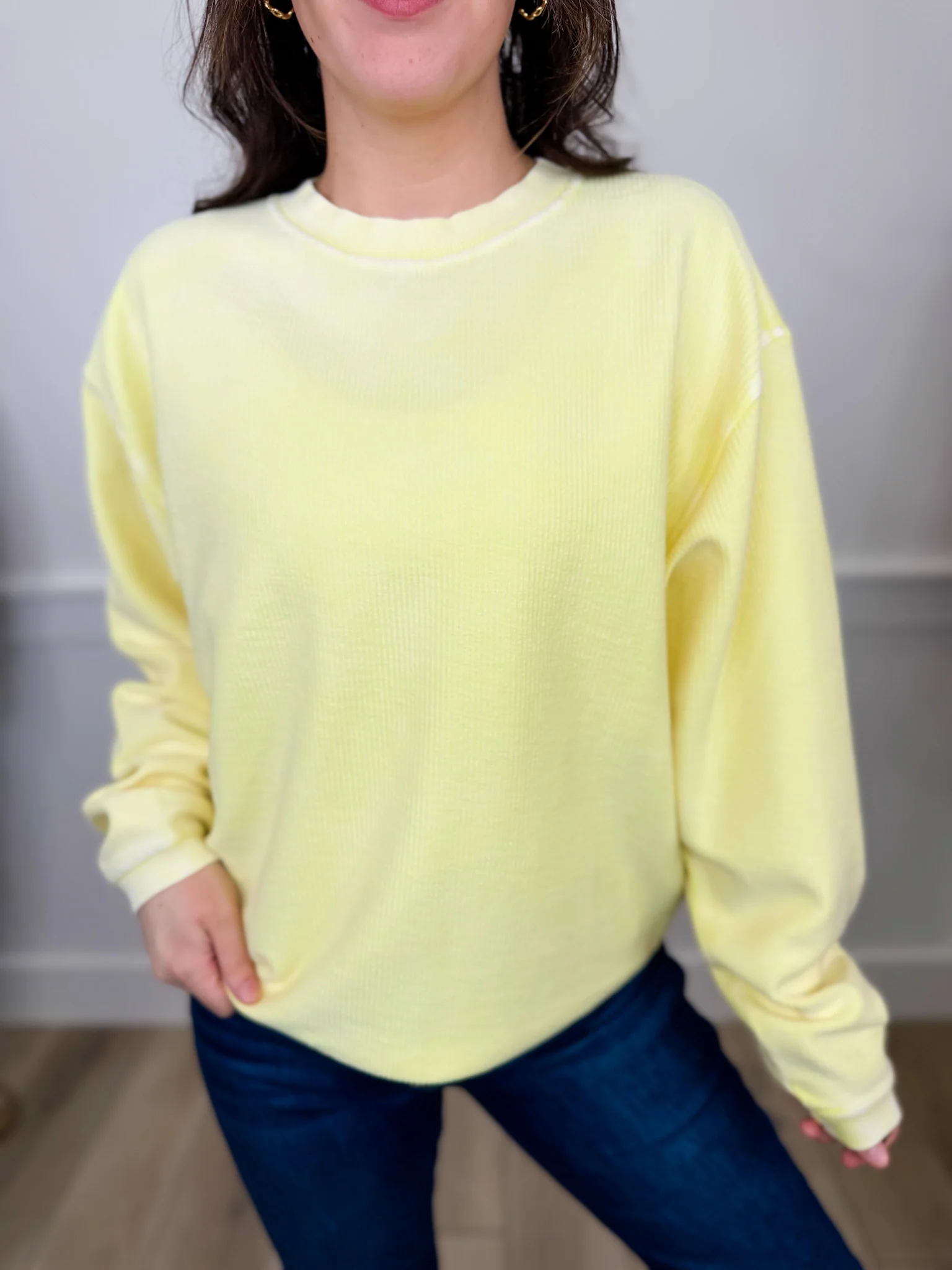 Because You Can Corded Long Sleeve Avery Mae Crewneck Sweatshirt - 3 colors! - Image 2