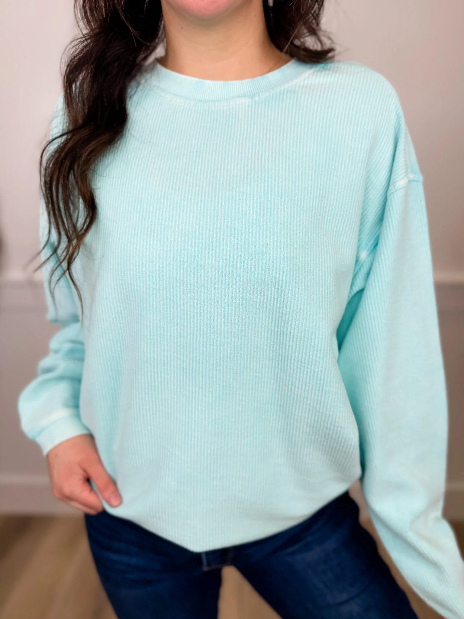 Because You Can Corded Long Sleeve Avery Mae Crewneck Sweatshirt - 3 colors! - Image 4