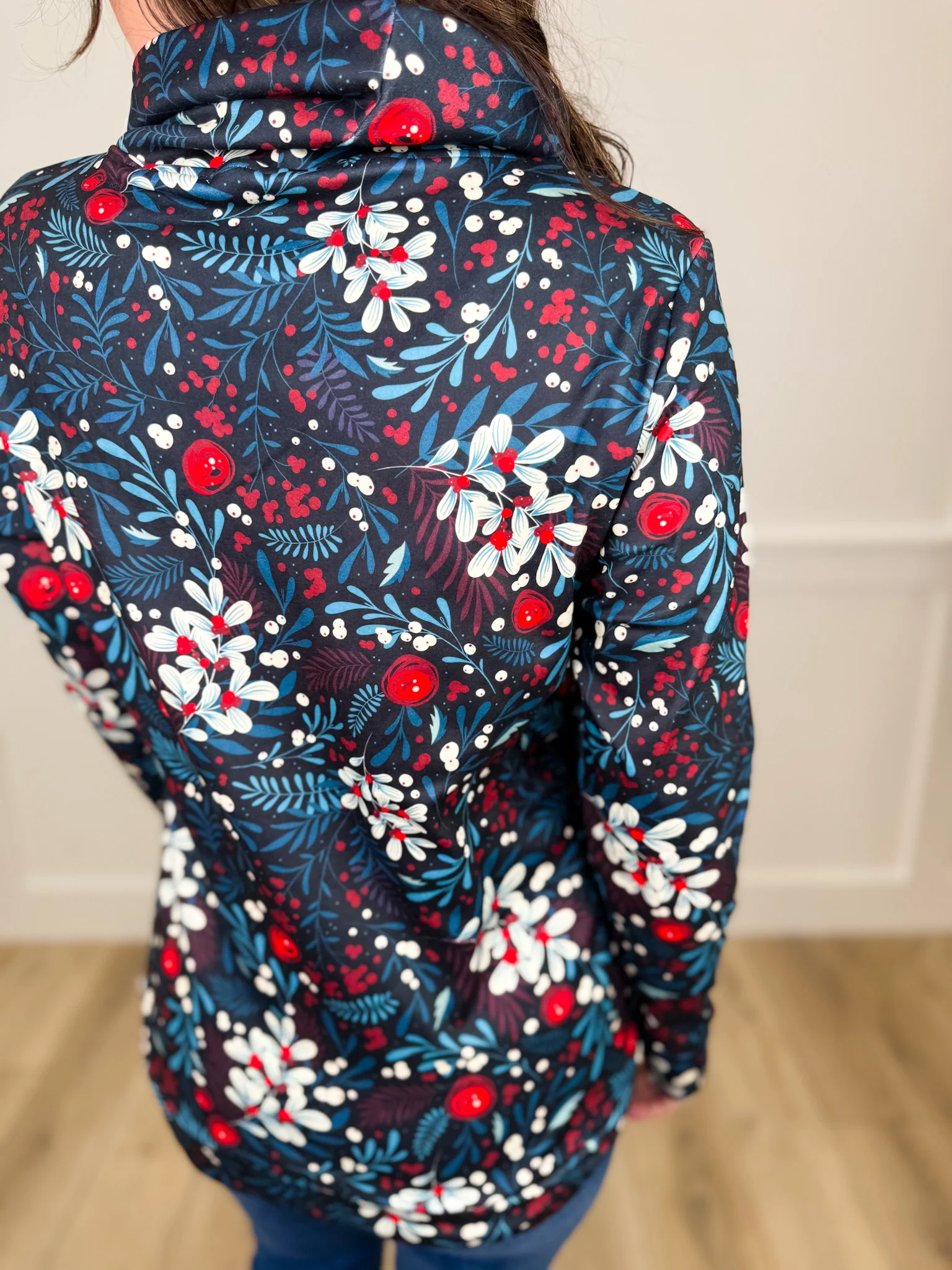 Berry Floral Long Sleeve Navy Avery Mae Sweatshirt - Image 2