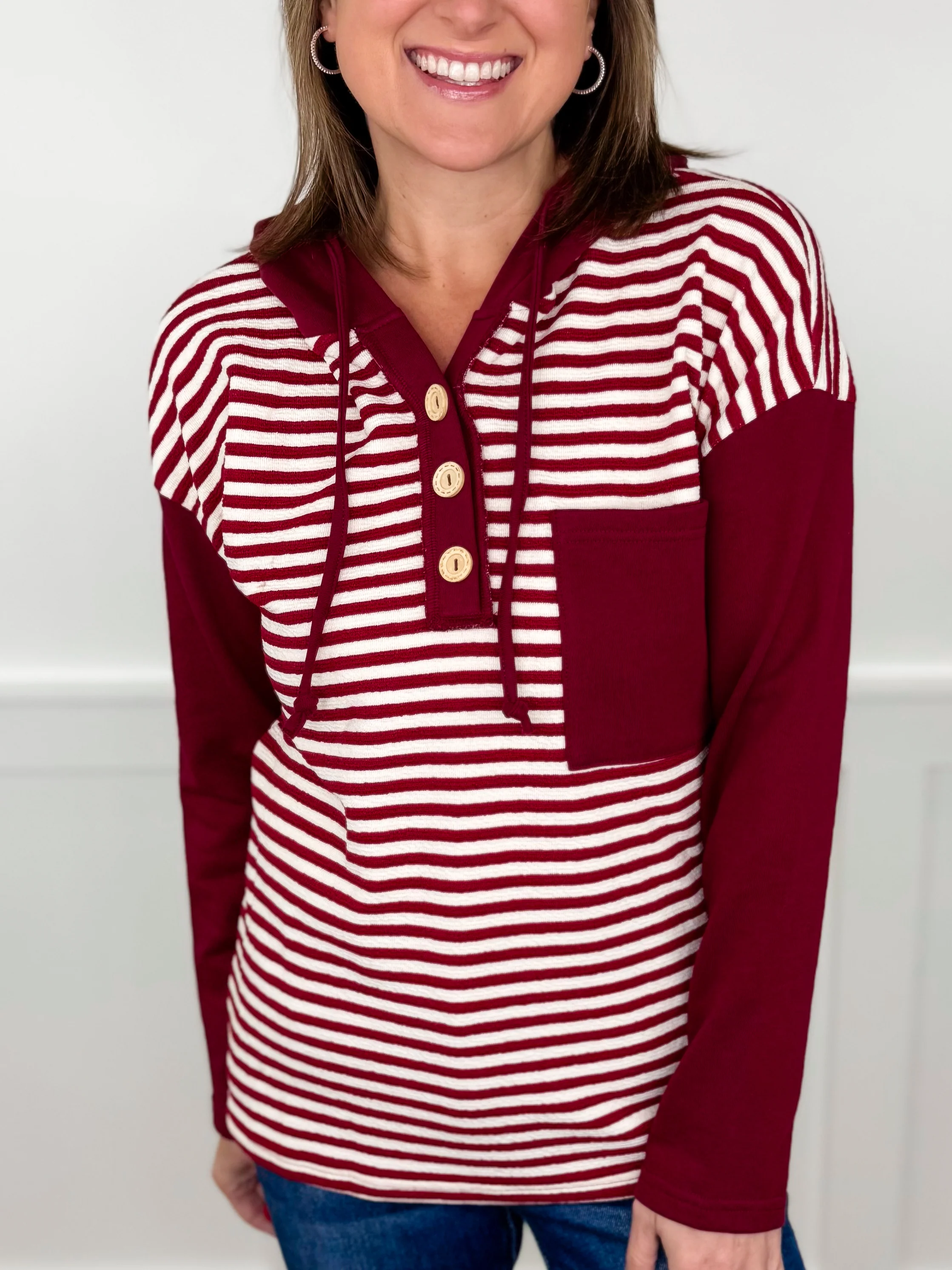 Bet on Yourself Long Sleeve Striped Avery Mae Hooded Top - 3 colors! - Image 2