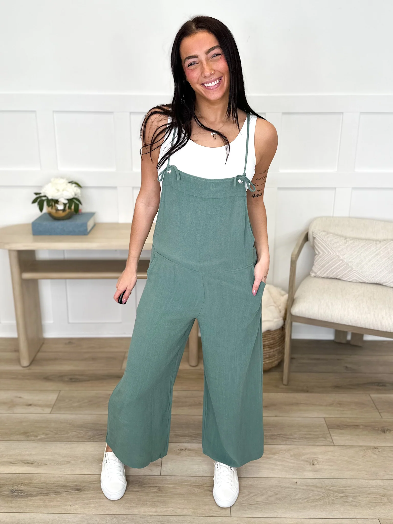 Blame it All on Me Lightweight Wide Leg Avery Mae Cropped Jumpsuit - Multiple Colors - Image 4