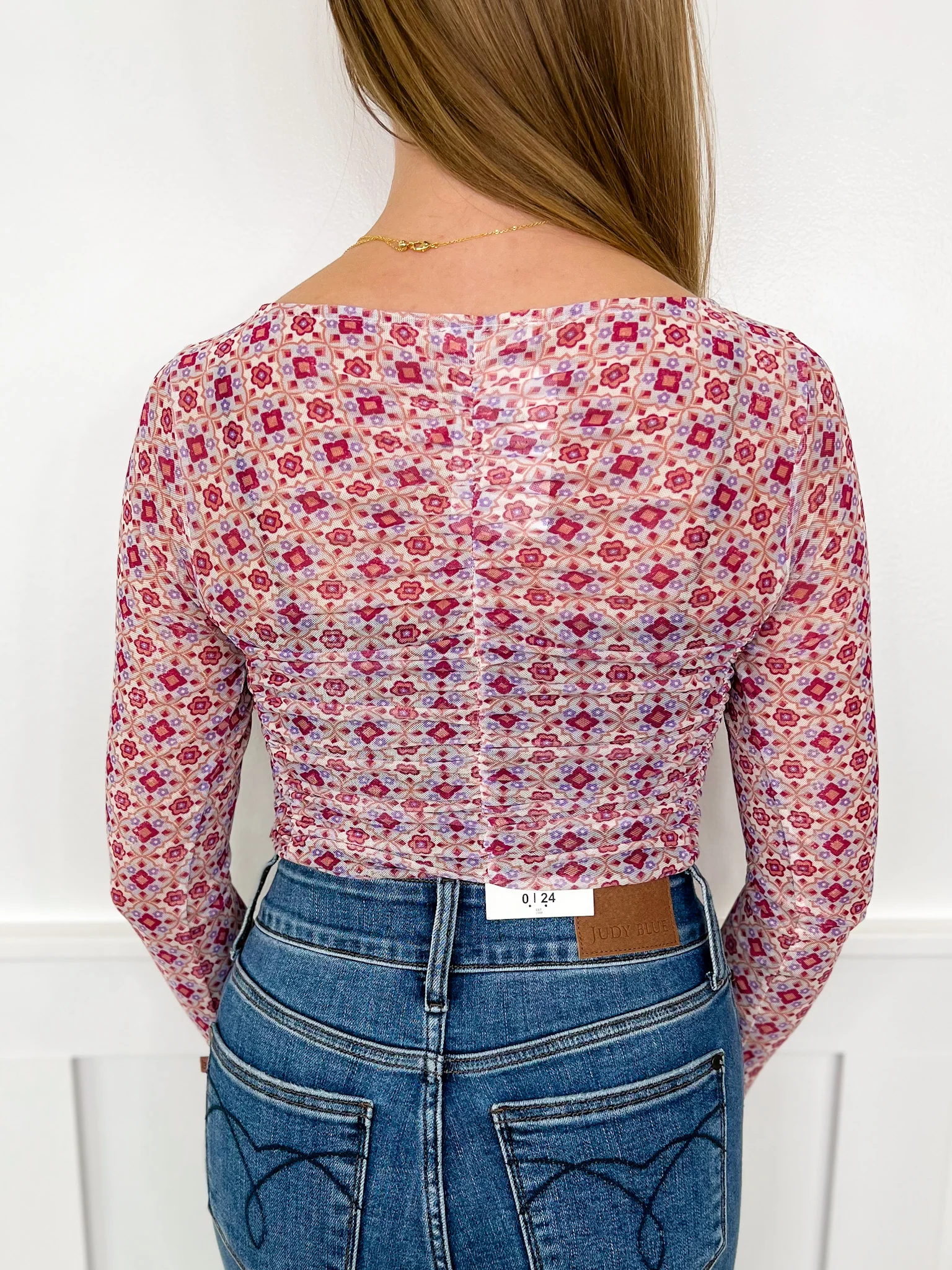 Bloom Through it Sheer Mesh Long Sleeve Ivory Avery Mae Top - Image 2