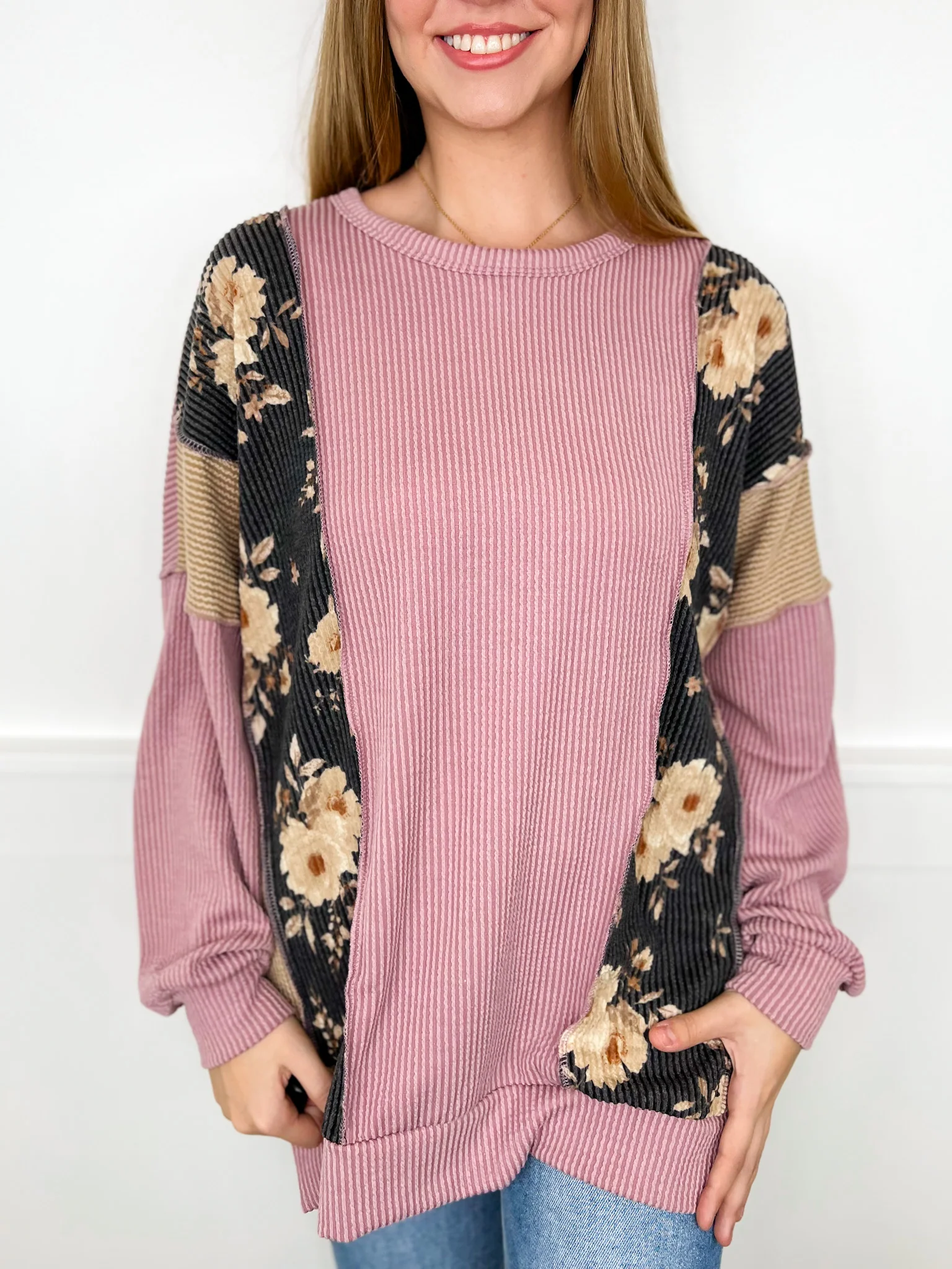 Bloomin' Beautiful Ribbed Long Sleeve Avery Mae Top - 3 colors! - Image 2