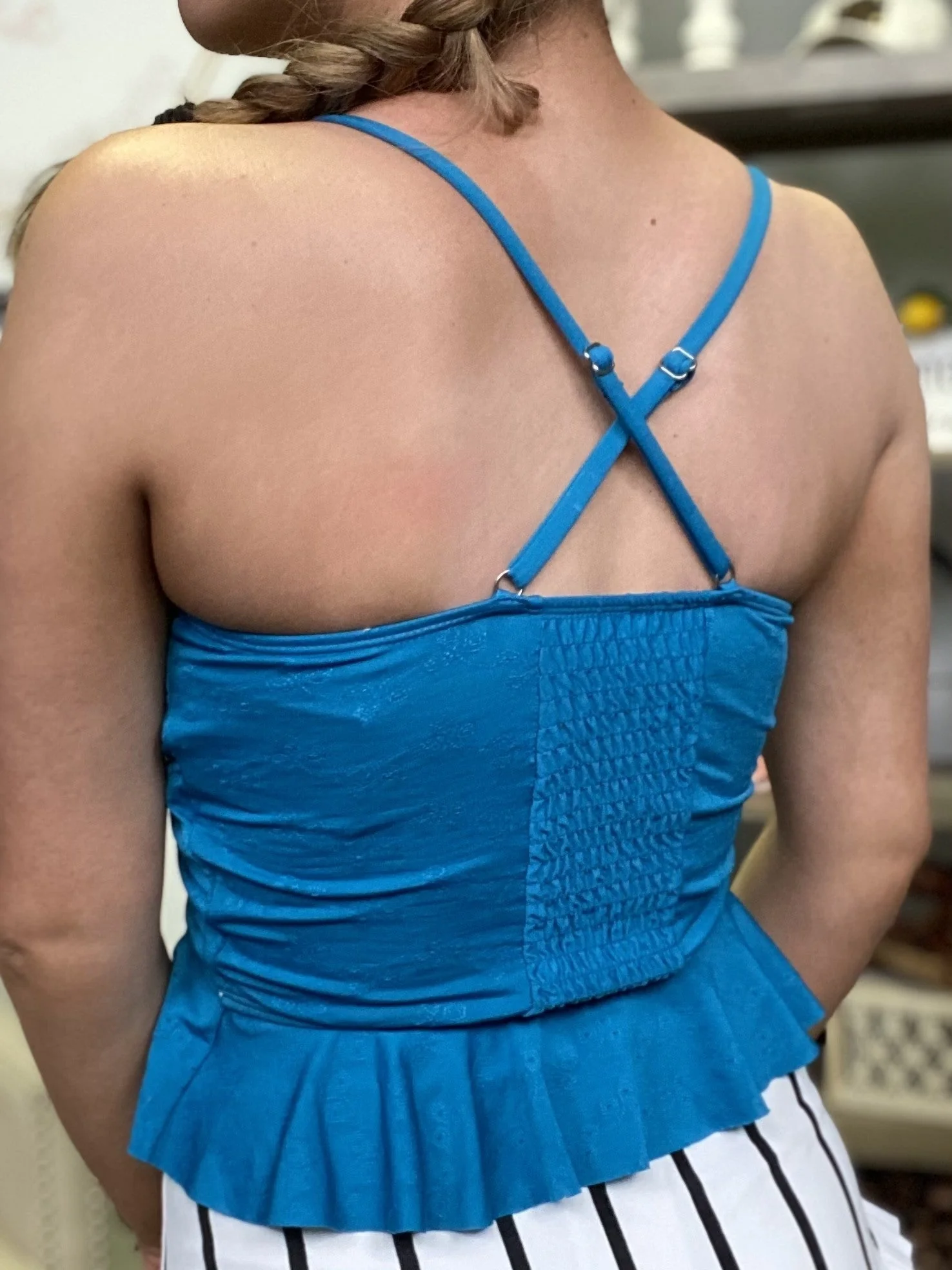 Coral Reef Blue Eyelet Swim Top - Image 2