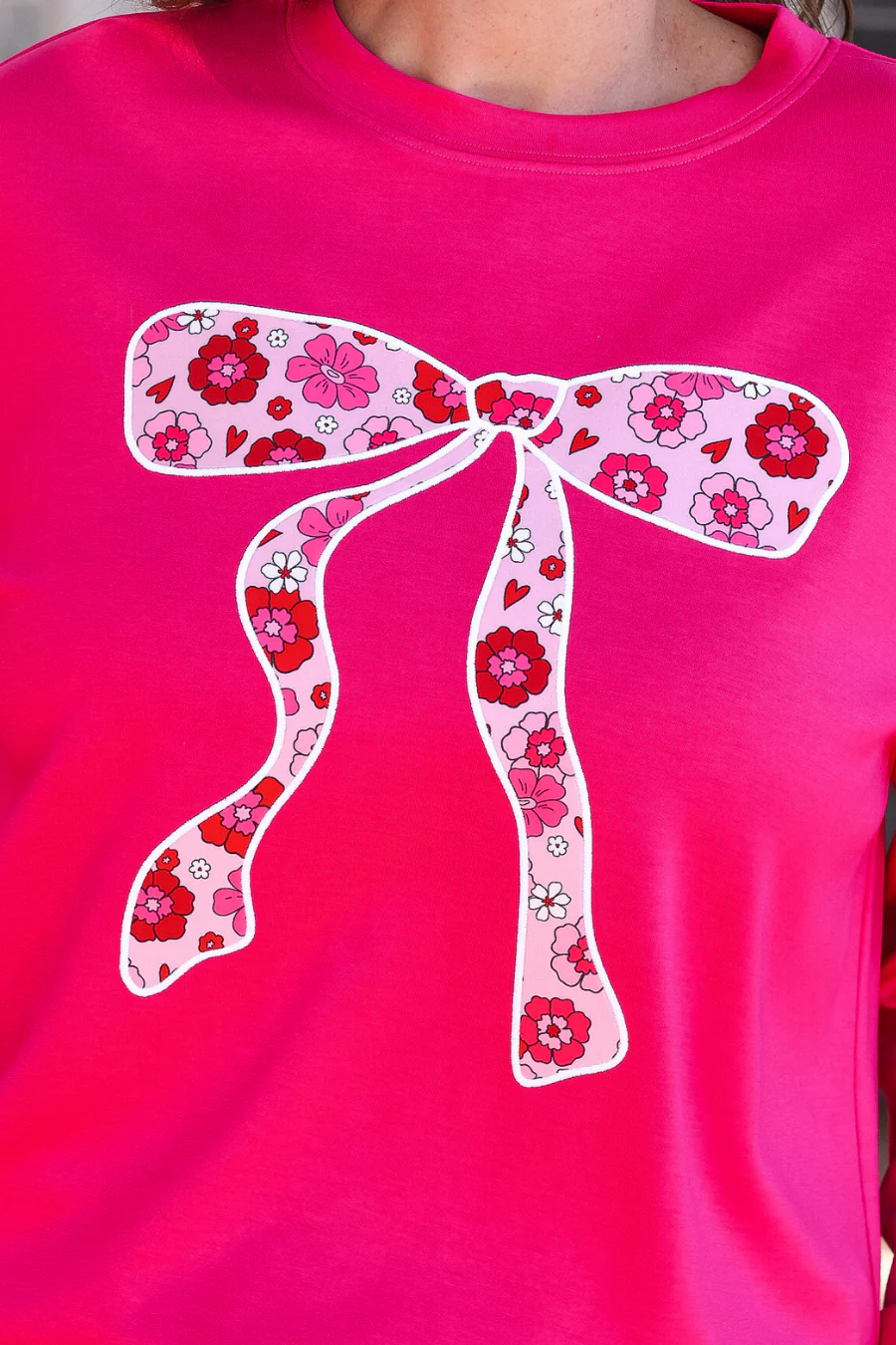 Bow in Bloom Luxe Pink Pullover Sweatshirt - Image 2