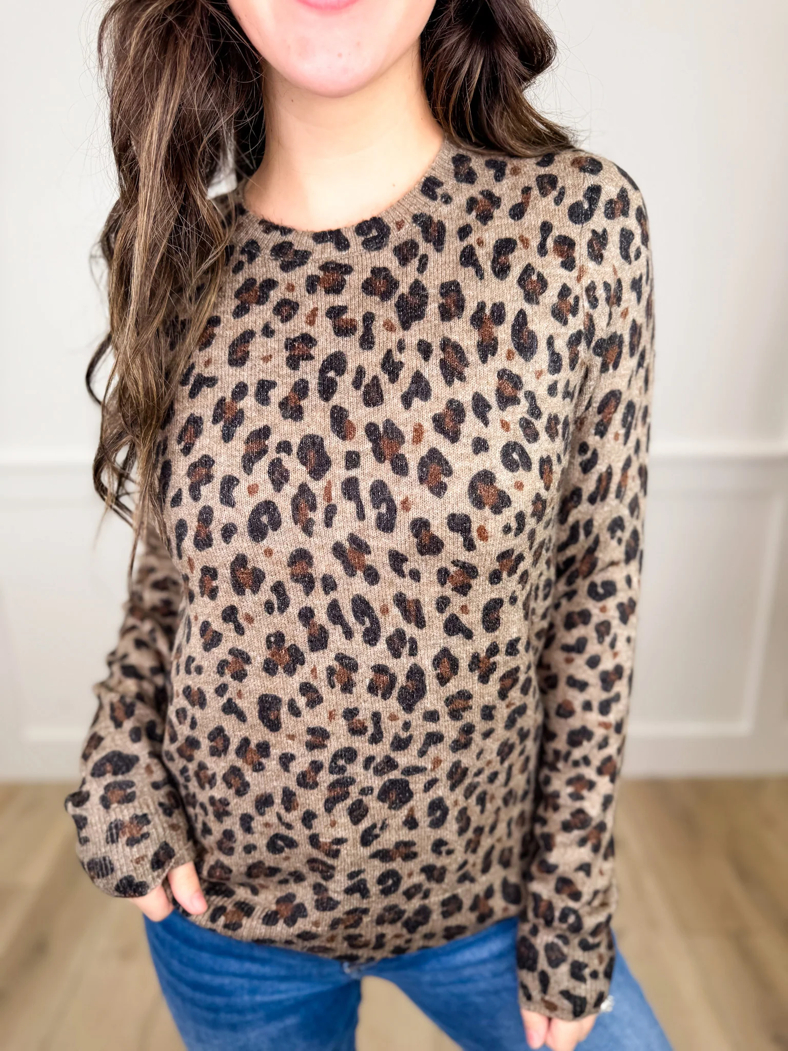 Bringing the Spice Knit Long Sleeve Leopard Print Avery Mae Sweater Top - 2 colors! - Image 2