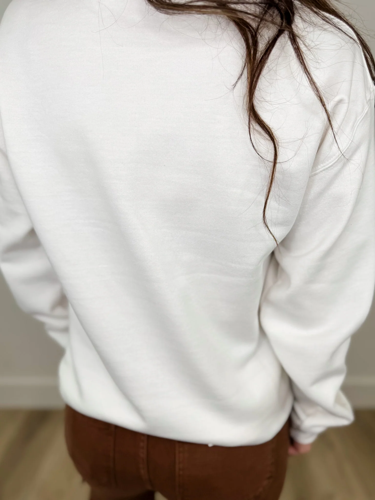 But First Coffee Cotton Blend Long Sleeve White Avery Mae Graphic Crewneck Sweatshirt (Gildan) - Image 3
