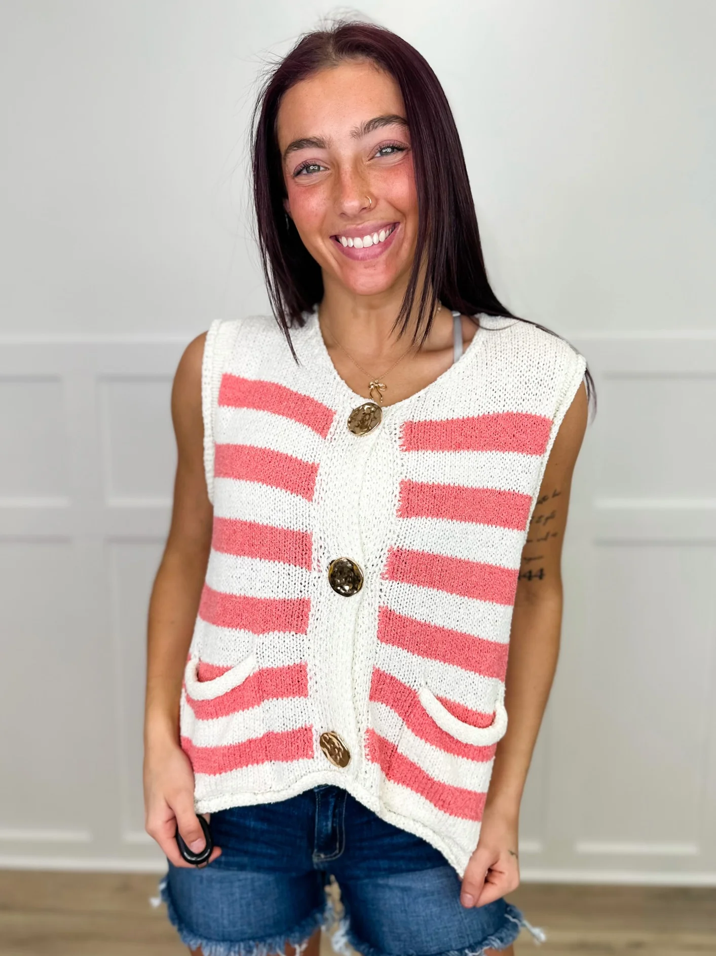 Call Me Obsessed Knit Ivory Avery Mae Mom Cropped Sweater Vest