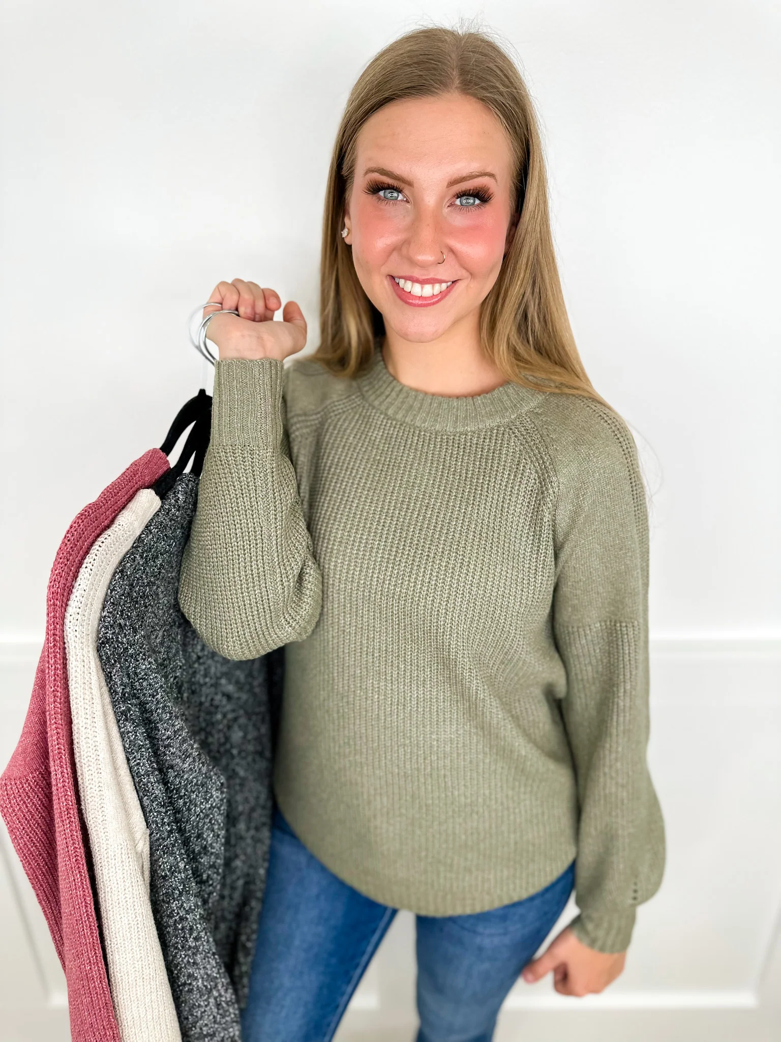 Calling it Out Knit Long Sleeve Avery Mae Sweater Top - 4 colors!