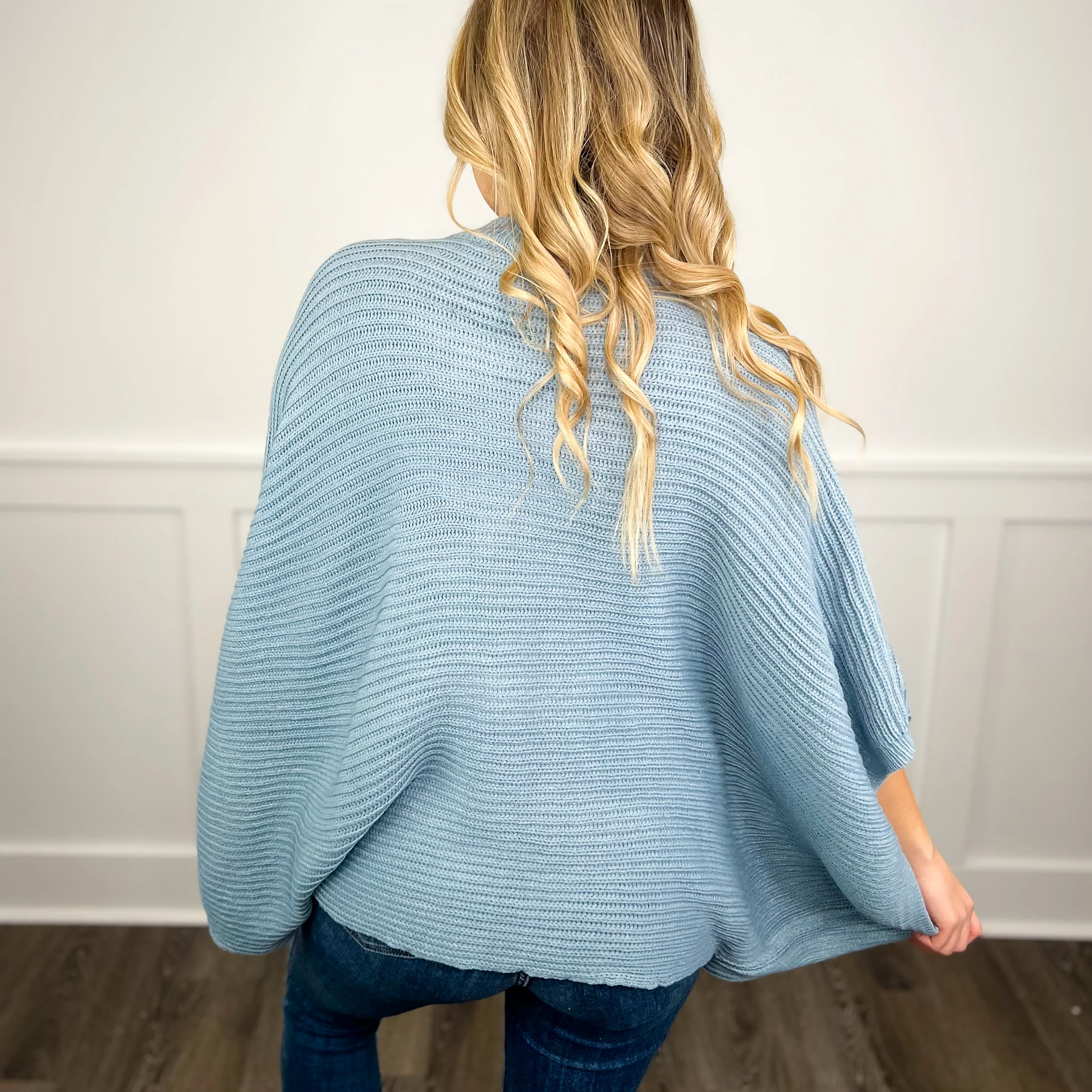 Can't Be Bothered Knit 3/4 Sleeve Avery Mae Poncho Top - 4 colors! - Image 5