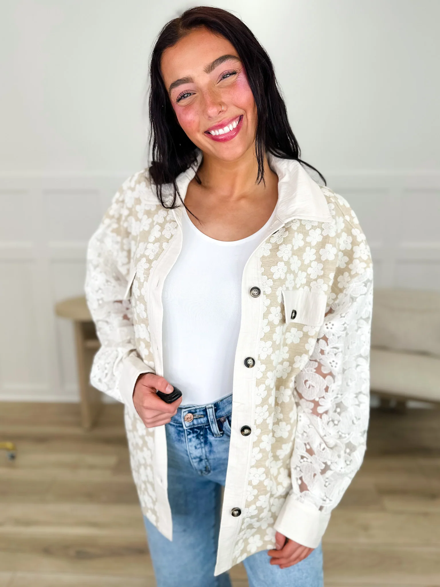 Carry it With Me Long Sleeve Tan Avery Mae Button Up Top