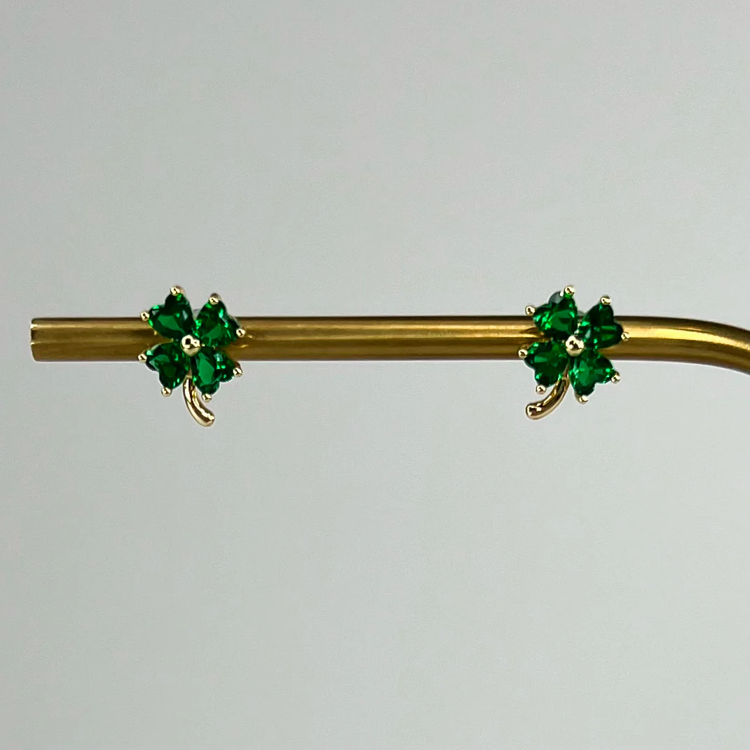 Carrying My Lucky Clover Green Stud Earrings