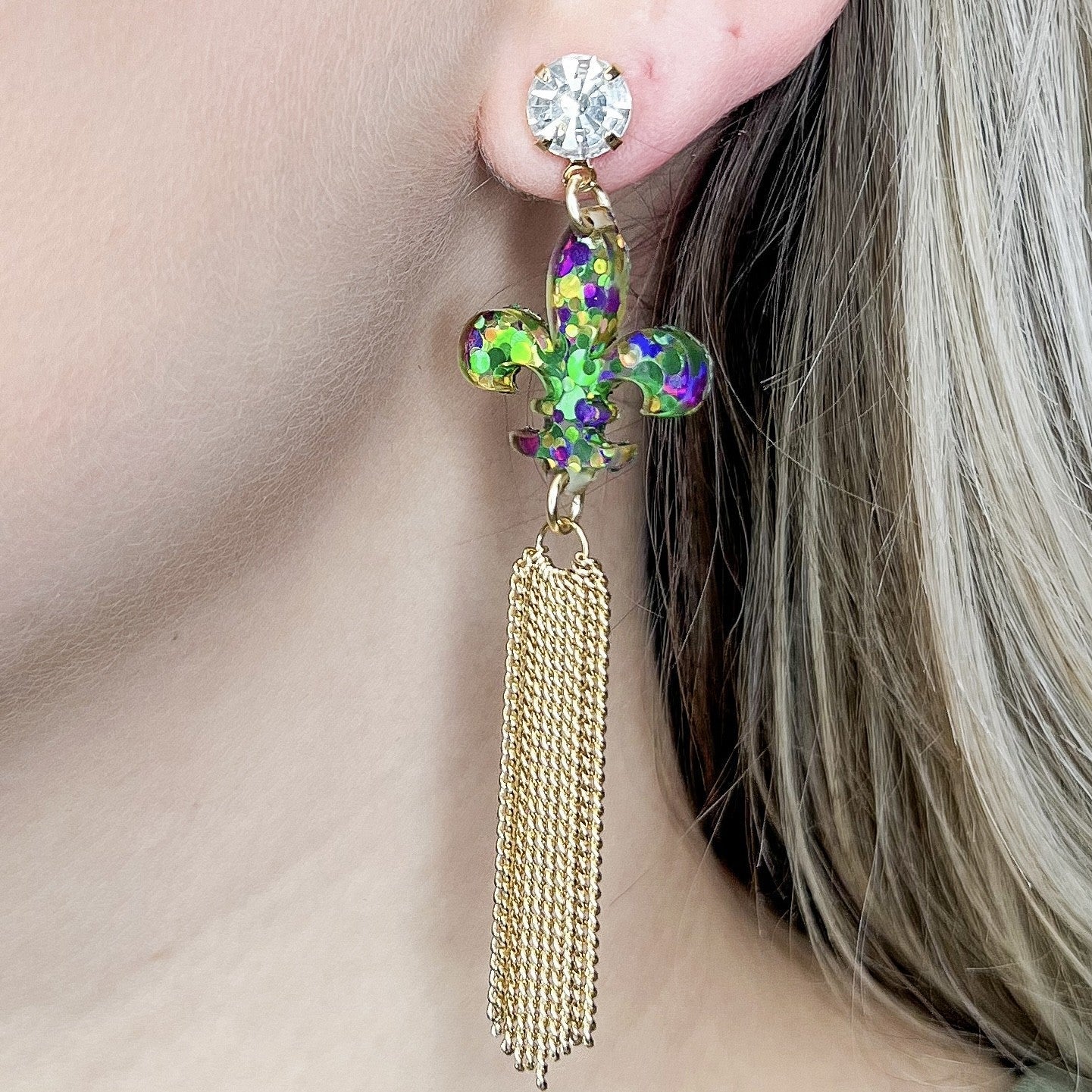 Celebrate Good Times Acrylic Gold Drop Earrings
