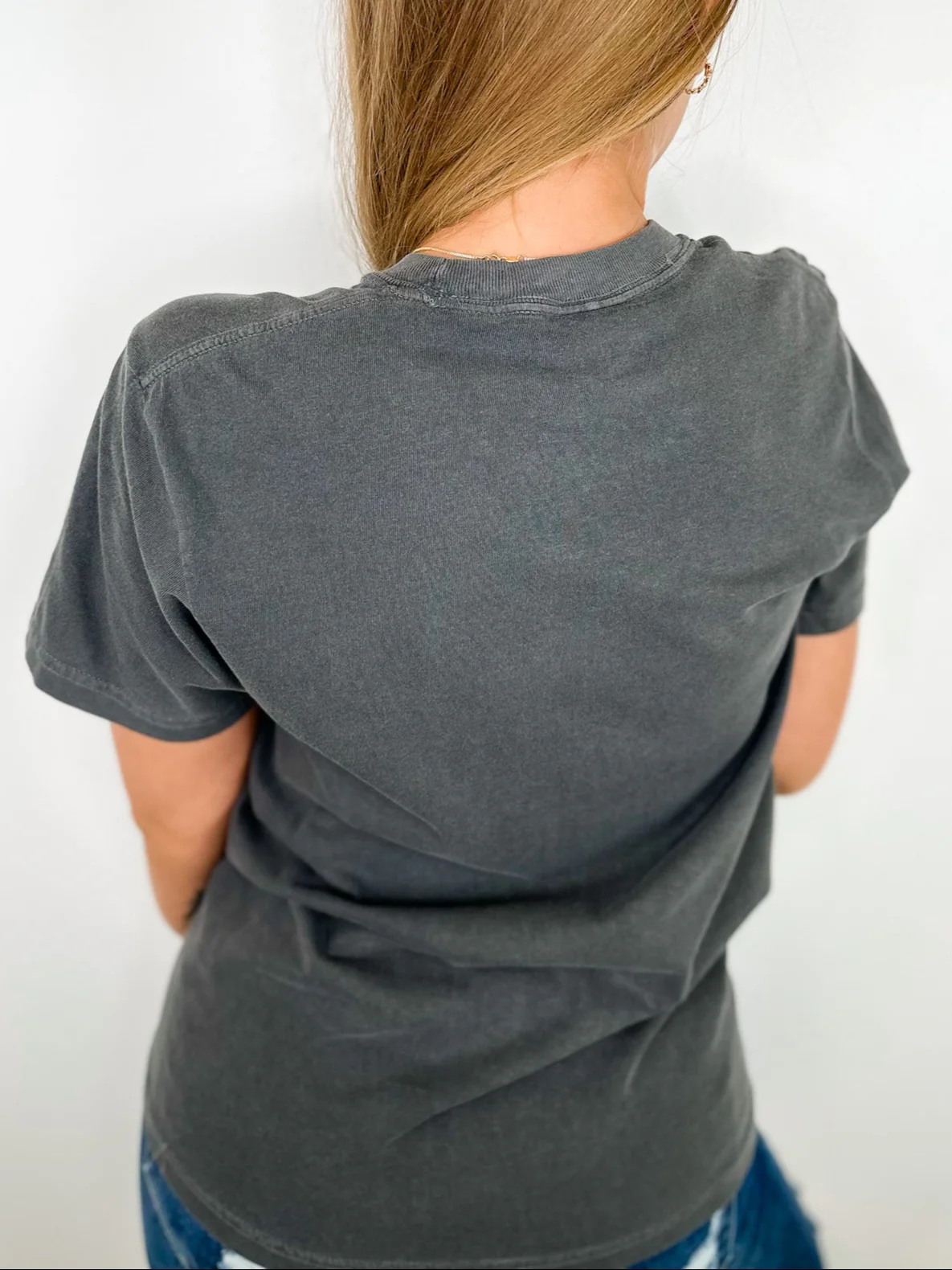 Checked Happy Cotton Short Sleeve Charcoal Avery Mae Graphic Tee Shirt - Image 2