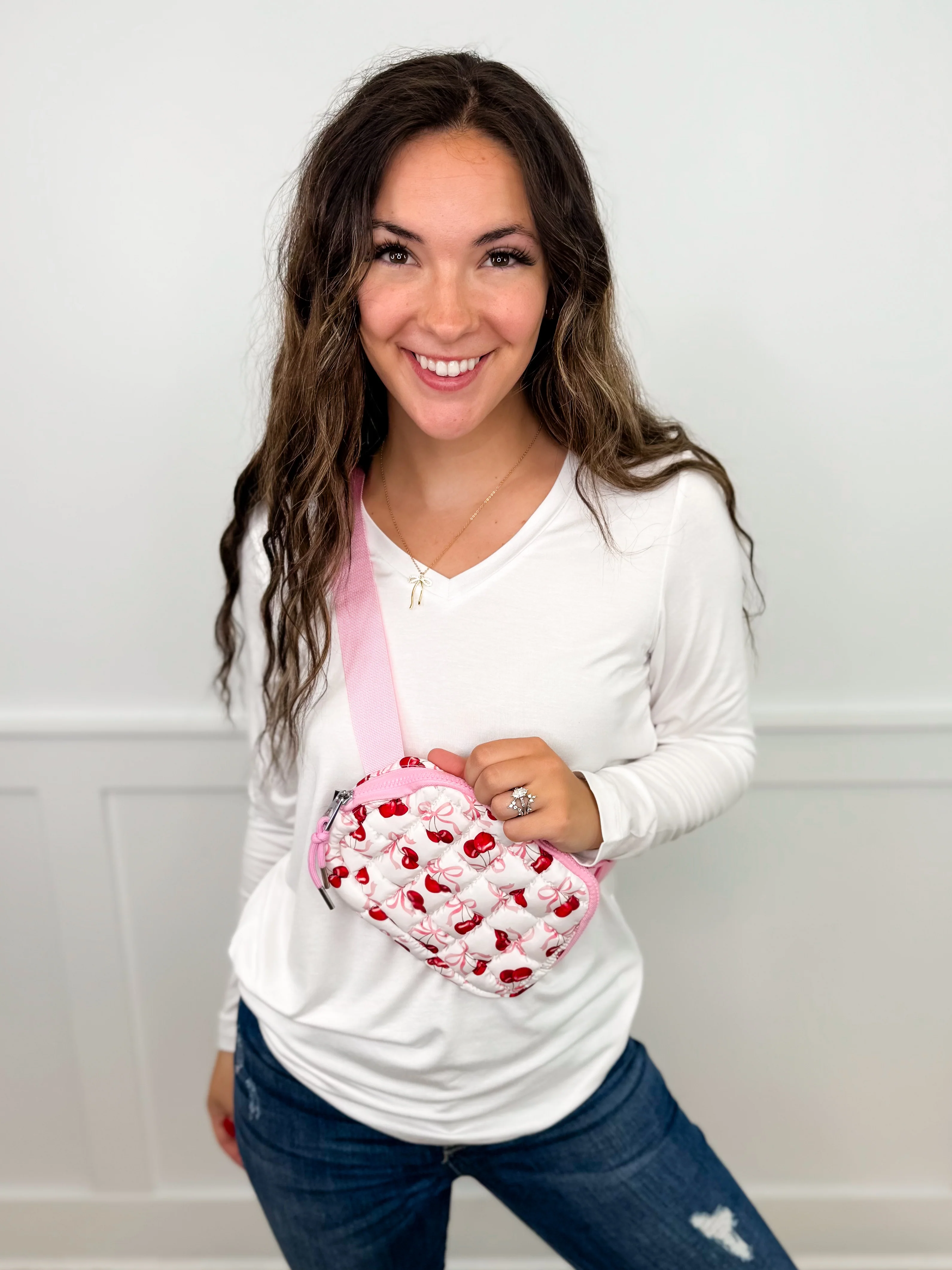 Cherries & Bows Puffer Belt Bag
